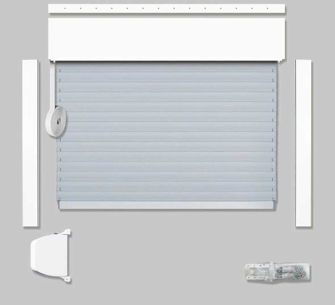 Schellenberg 20099 Set di tapparelle per finestre con montaggio dall'alto, 120 x 140 cm, bianco/grigio