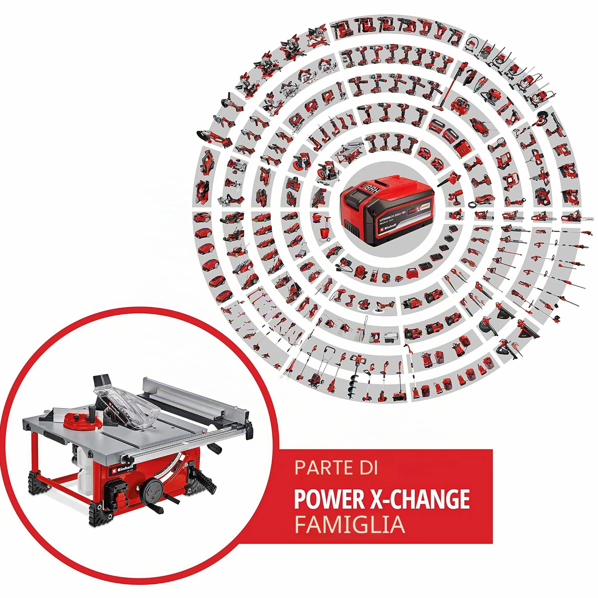 Einhell TE-TS 36/210 Li-Solo Sega circolare da banco a batteria Power X-Change (18V,giri al min. 3800, lama Ø210 x Ø30, taglio max 70 mm, guida angolare, senza batteria e caricabatteria)
