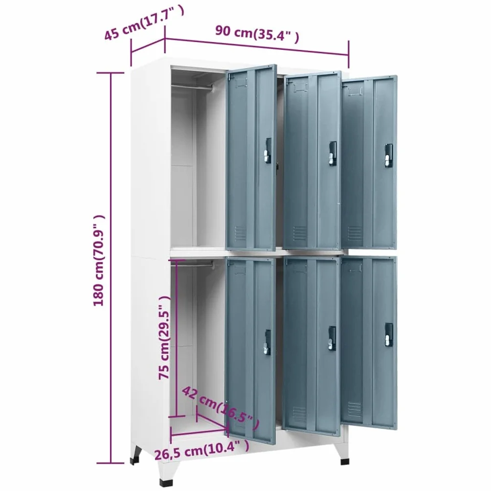 vidaXL Armadietto Grigio Chiaro e Scuro 90x45x180 cm in Acciaio