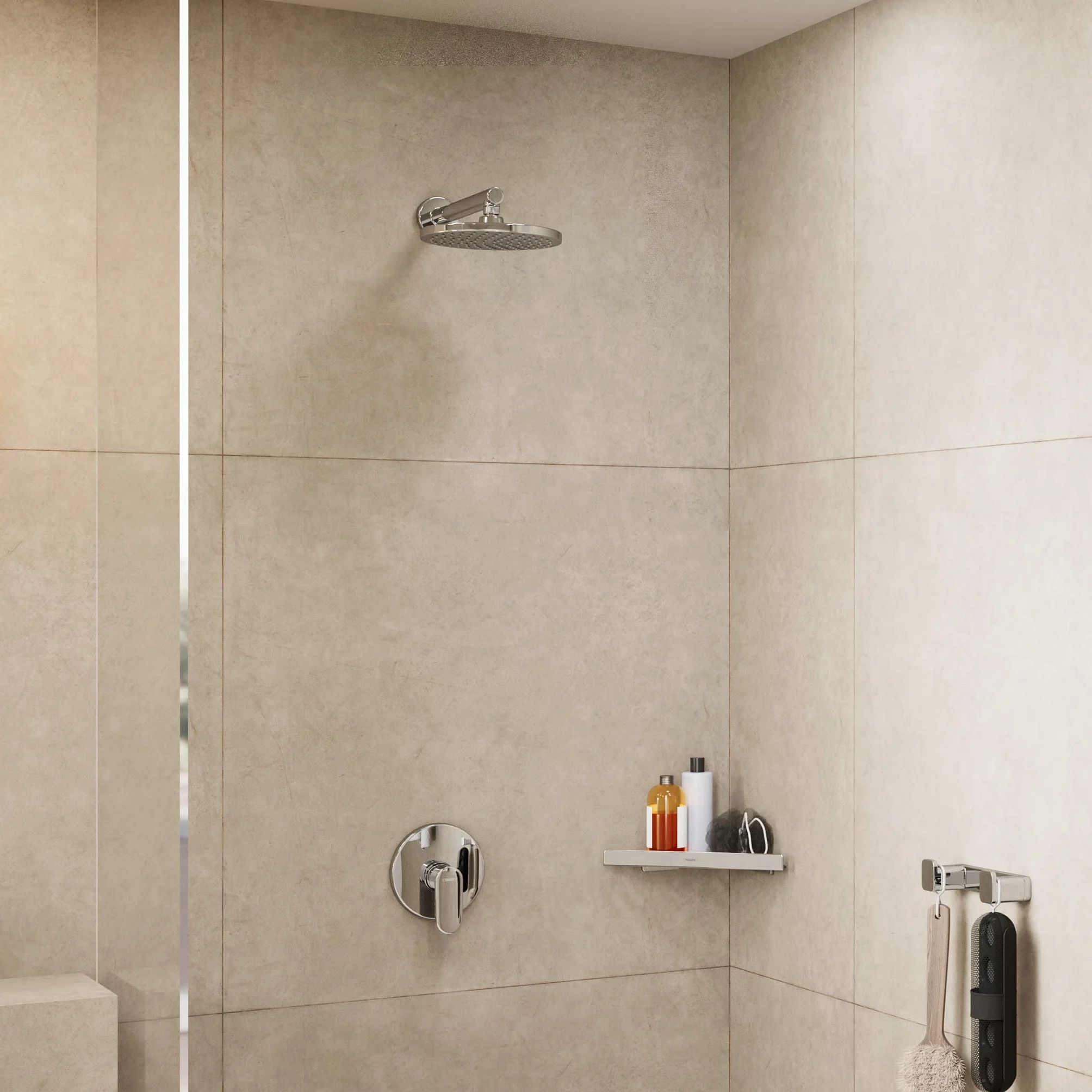 hansgrohe Vernis Blend - Soffione doccia a risparmio idrico max. 7 l/min (EcoSmart), Doccia a pioggia rotondo (205 mm) con 1 getto, con funzione anticalcare, cromo, 26277000