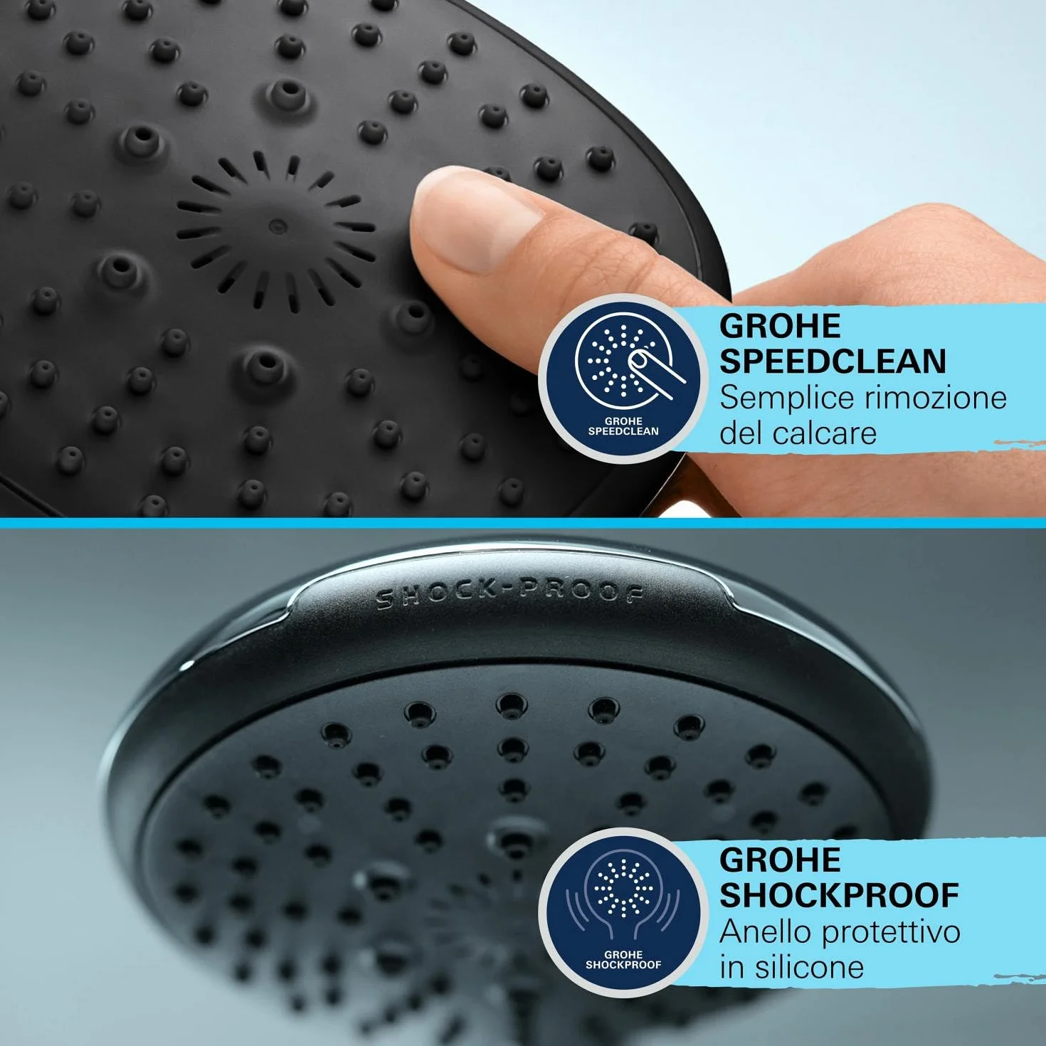 GROHE Vitalio Start 250 Colonna Doccia con Termostatico (soffione tondo 25 cm, doccetta 2 getti, termostatico, risparmio idrico), Cromo, 26677001