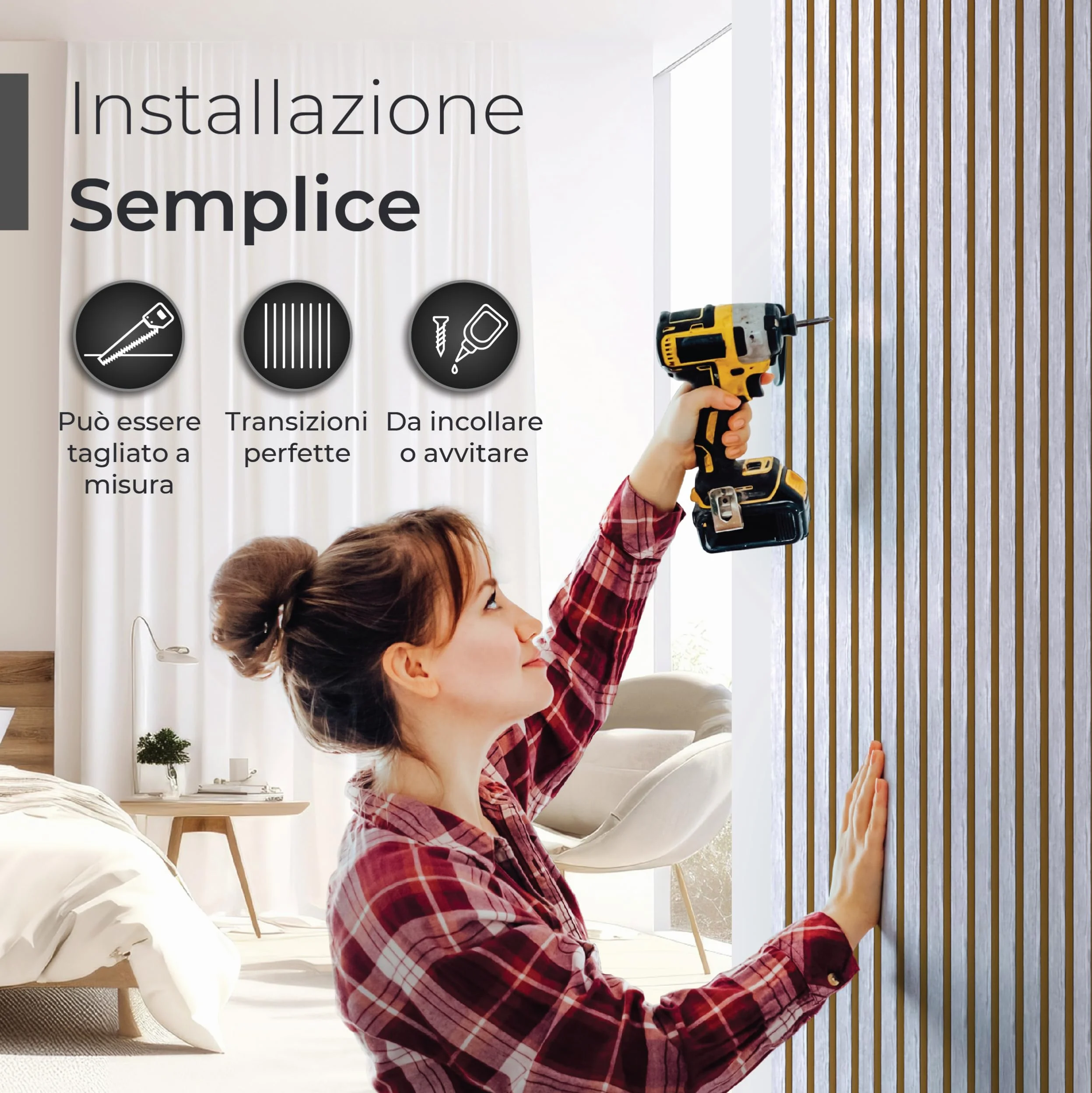 Pannelli Acustici In Legno, 2 Pezzi Da 120x60 cm (= 1,44m²) - Feutre Acustico (Grigio) & Placcatura In Legno Vero (Pera) - Rivestimento Murale 3D, Isolamento Acustico