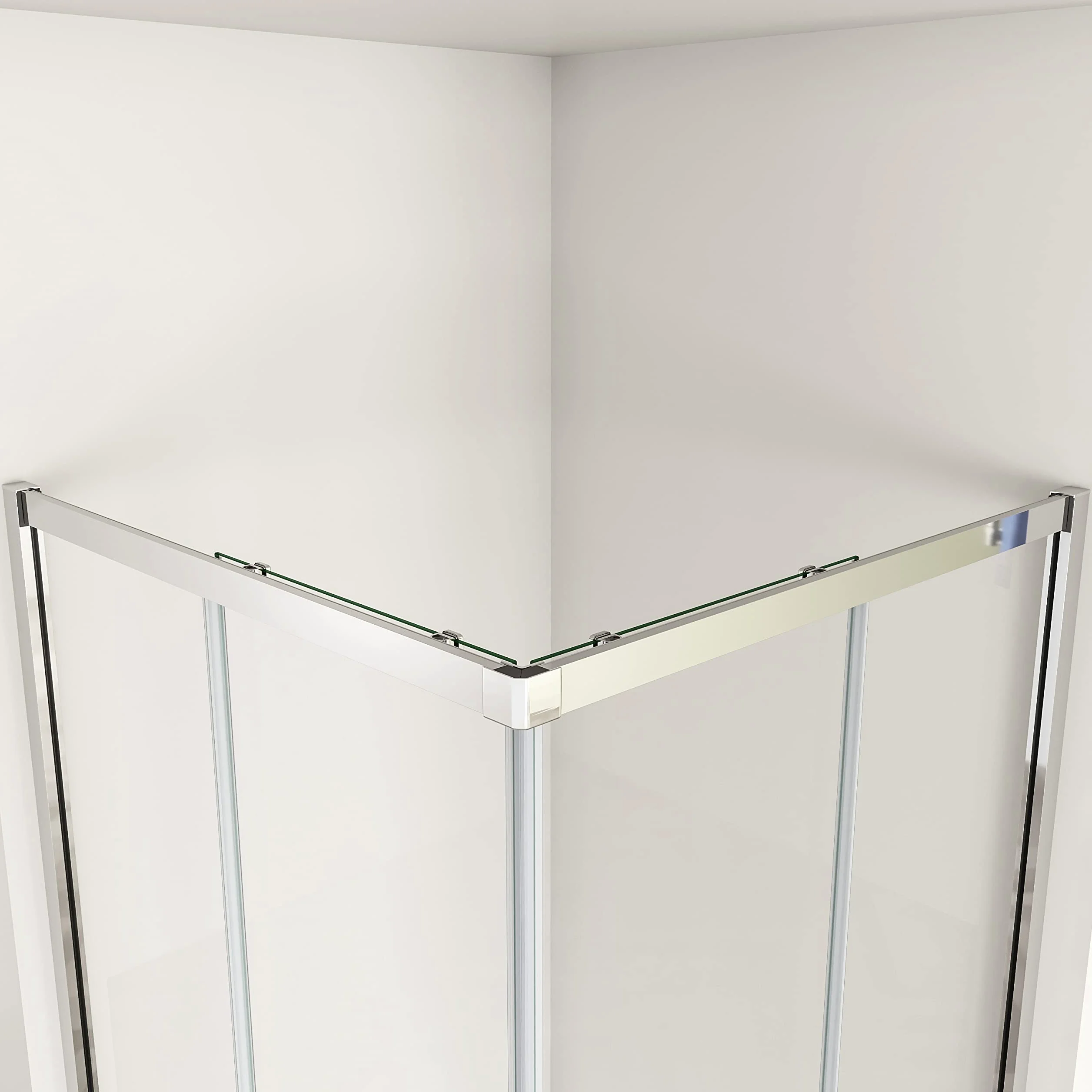 Box Doccia Angolare 90x90 cm H.185 cm Porta Scorrevole Vetro Temperato Trasparente di Spessore 6 mm Anticalcare Profilo Cromo Lucido