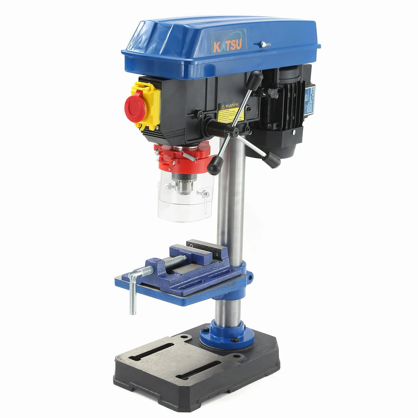 KATSU Trapano a Colonna da Banco con Morsa 375W 5 Velocità 55mm Profondità di Foratura Elettrico Regolabile in Altezza Trapano a Pilastro da Banco Industriale Banco da Lavoro