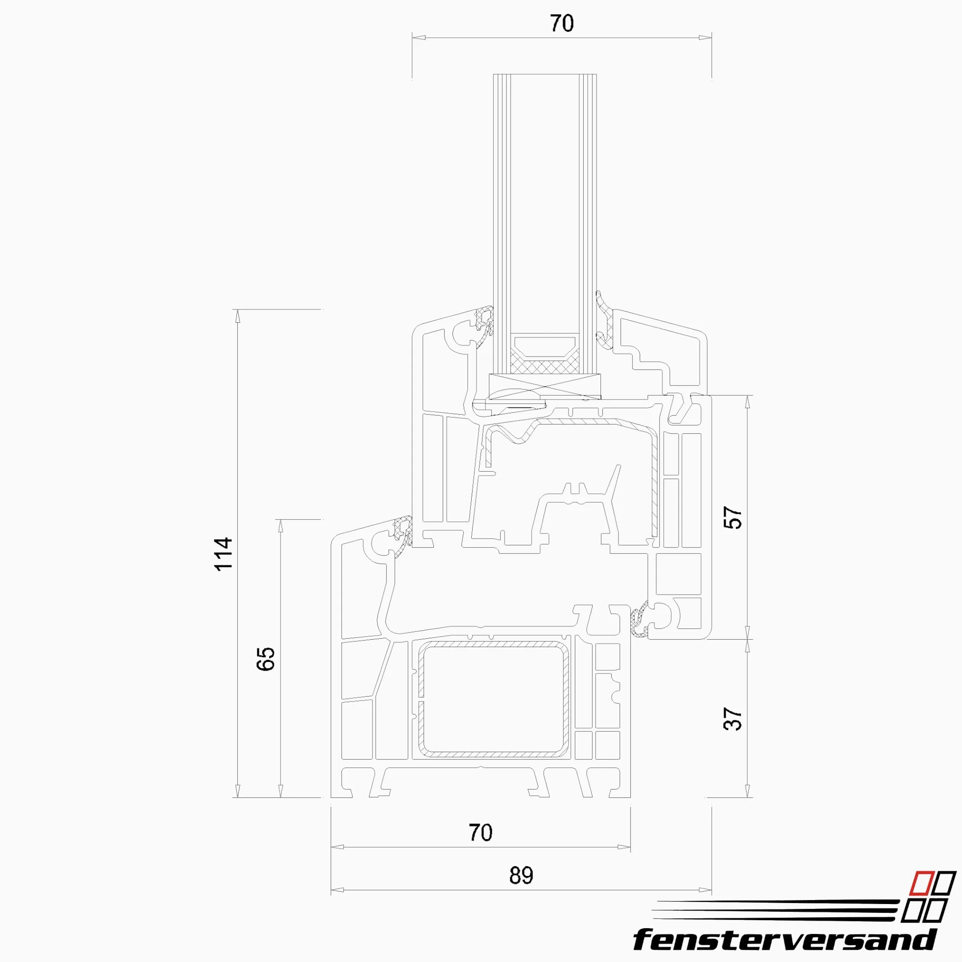 FENSTERVERSAND - Finestra in plastica 100 x 60 cm, colore bianco – 2 vetri trasparenti – Finestra girevole e inclinata, finestra in plastica – DIN destra – L x A: 1000 x 600 mm, profilo 70 mm