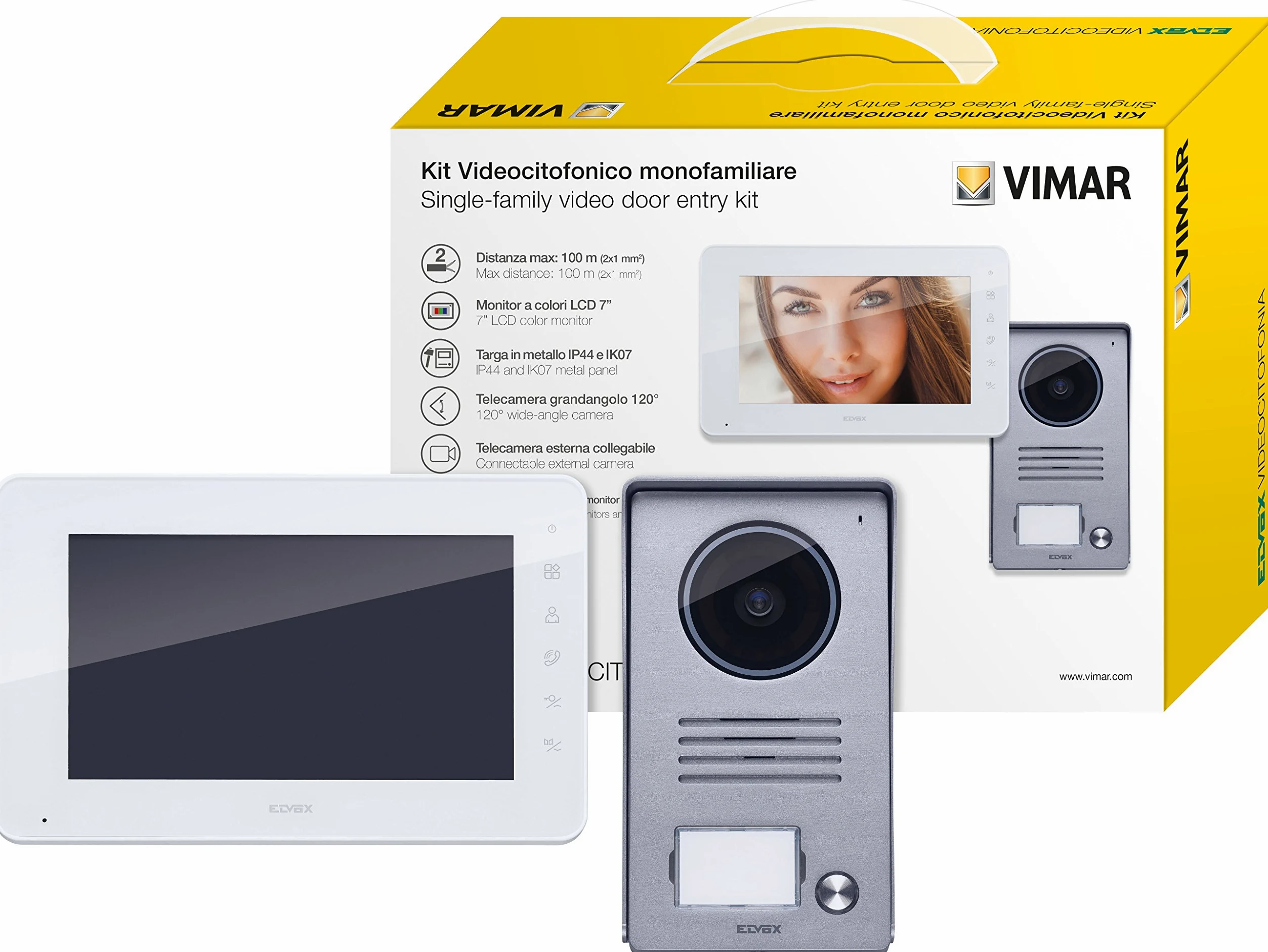 Vimar K40910 Kit Videocitofono Monofamiliare da Parete, Grigio la Targa e Bianco Il Monitor