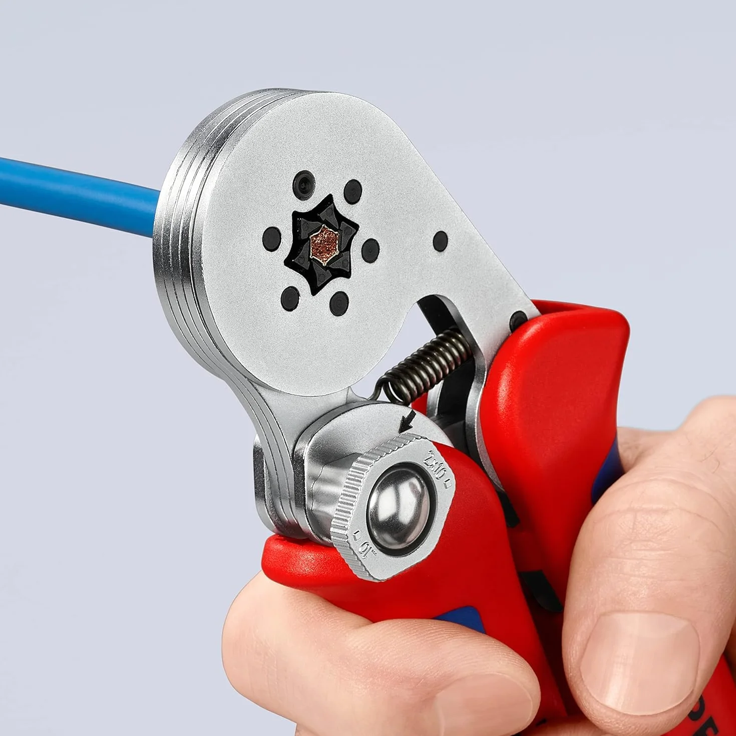 KNIPEX Crimpatrice per terminali a bussola, con regolazione automatica per crimpaggio laterale cromata con impugnature multicomponente 180, 97 55 14