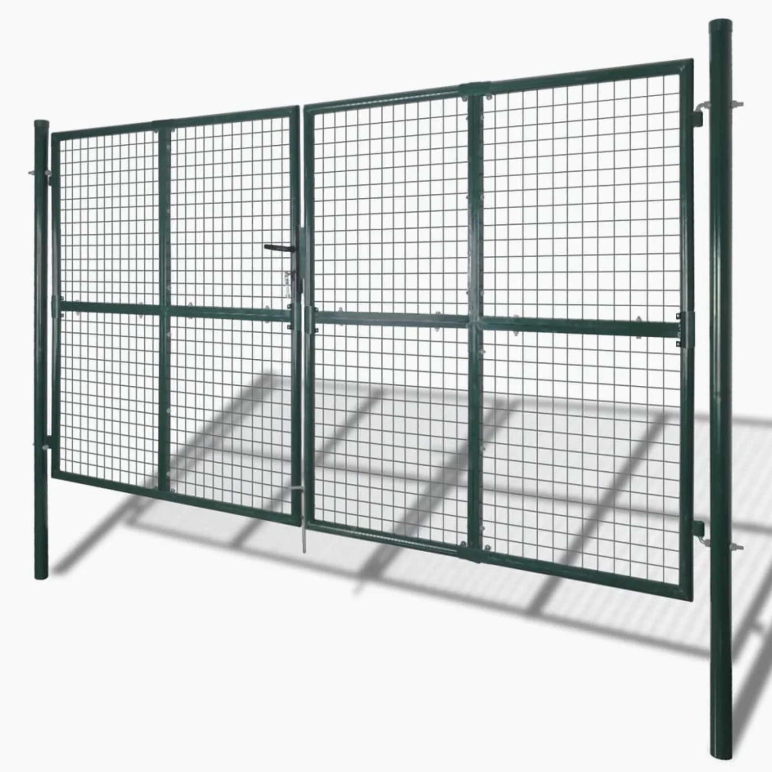Gecheer Cancello,Doppio,da Giardino,Esterno,in Rete Acciaio Zincato,Verde Scuro,306x250 cm,Cancello Doppia Anta,Cancello da Giardino,Cancello Metallo,Cancello Acciaio,Cancello per Recinzione