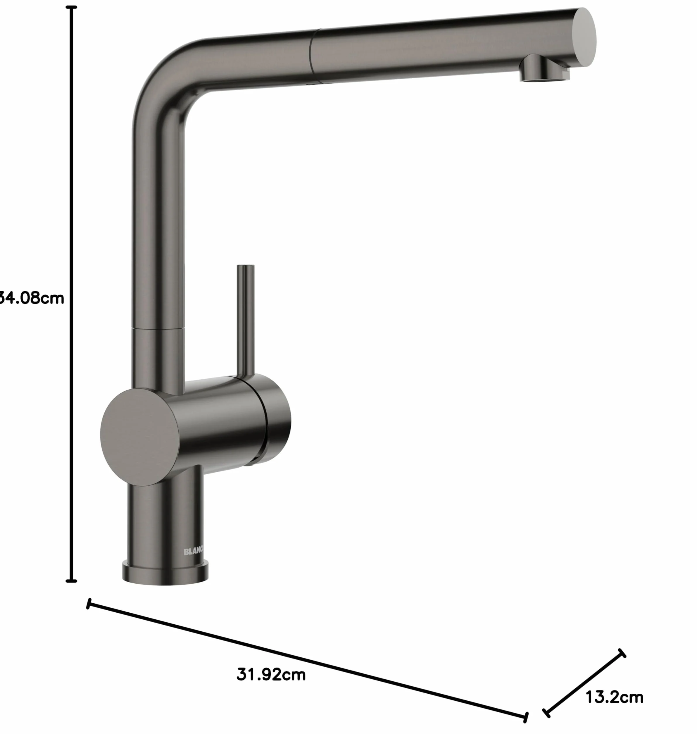 BLANCO LINUS-S | Rubinetto da cucina in acciaio satinato scuro | alta pressione | con tubo estraibile | prevenzione del riflusso | cartuccia in ceramica | qualità sicura dell'acqua e risparmio idrico