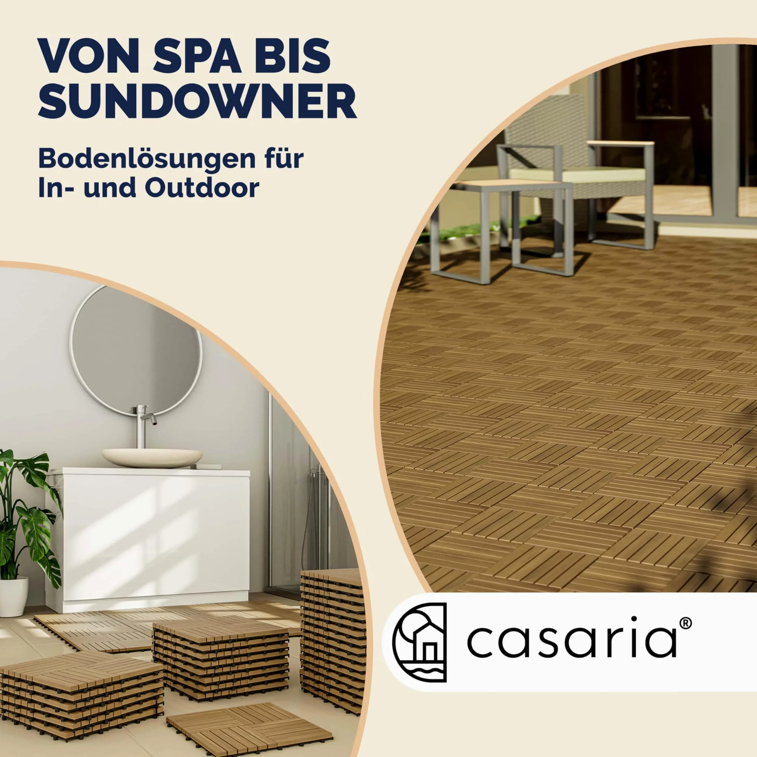 Casaria Piastrelle Legno Acacia 33pz Certificato FSC® Mattonelle 3m² ad Incastro 30x30cm Esterno Mosaico Quattro
