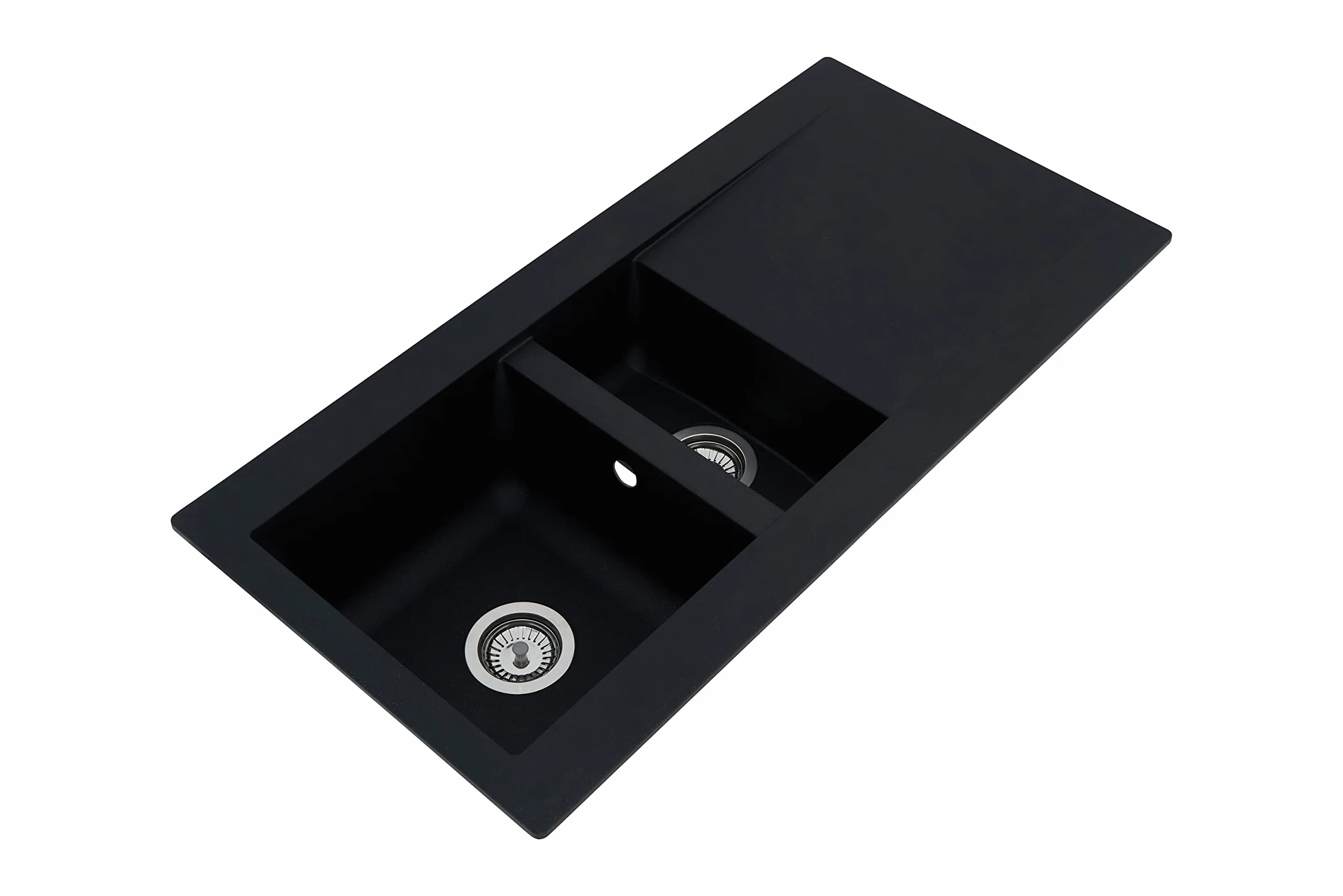 Respekta Lavello da Cucina Denver in Mineralite Color Nero, Lavello da Incasso con 1 vasca, dimensioni 100 x 50 cm, Lavello Adatto per Mobili Sottolavello da 60 cm di Larghezza