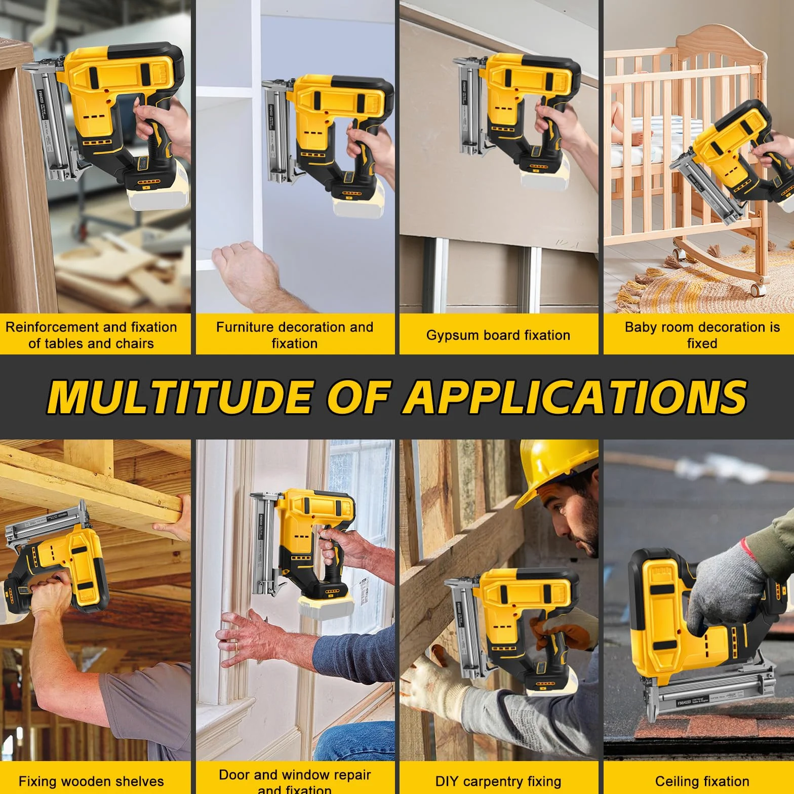 Set di chiodatrici a batteria da 18 GA, compatibile con Dewalt 20 V, pistola per unghie 2 in 1, con 500 chiodi e 500 staffe, per fai da te, lavorazione del legno (senza batteria)