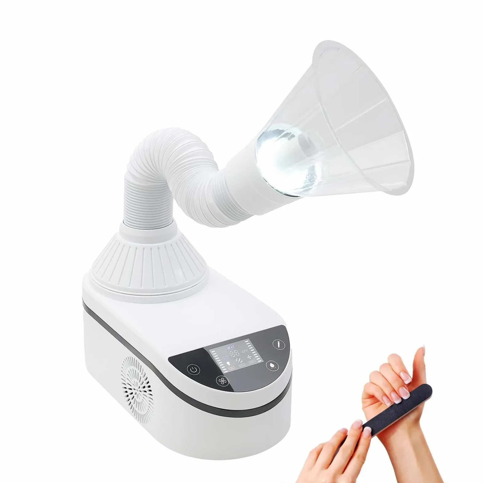Aspirapolvere per unghie, potente aspirapolvere con faretto LED, condotto girevole a 360°, display LCD, touch screen intelligente per salone di bellezza