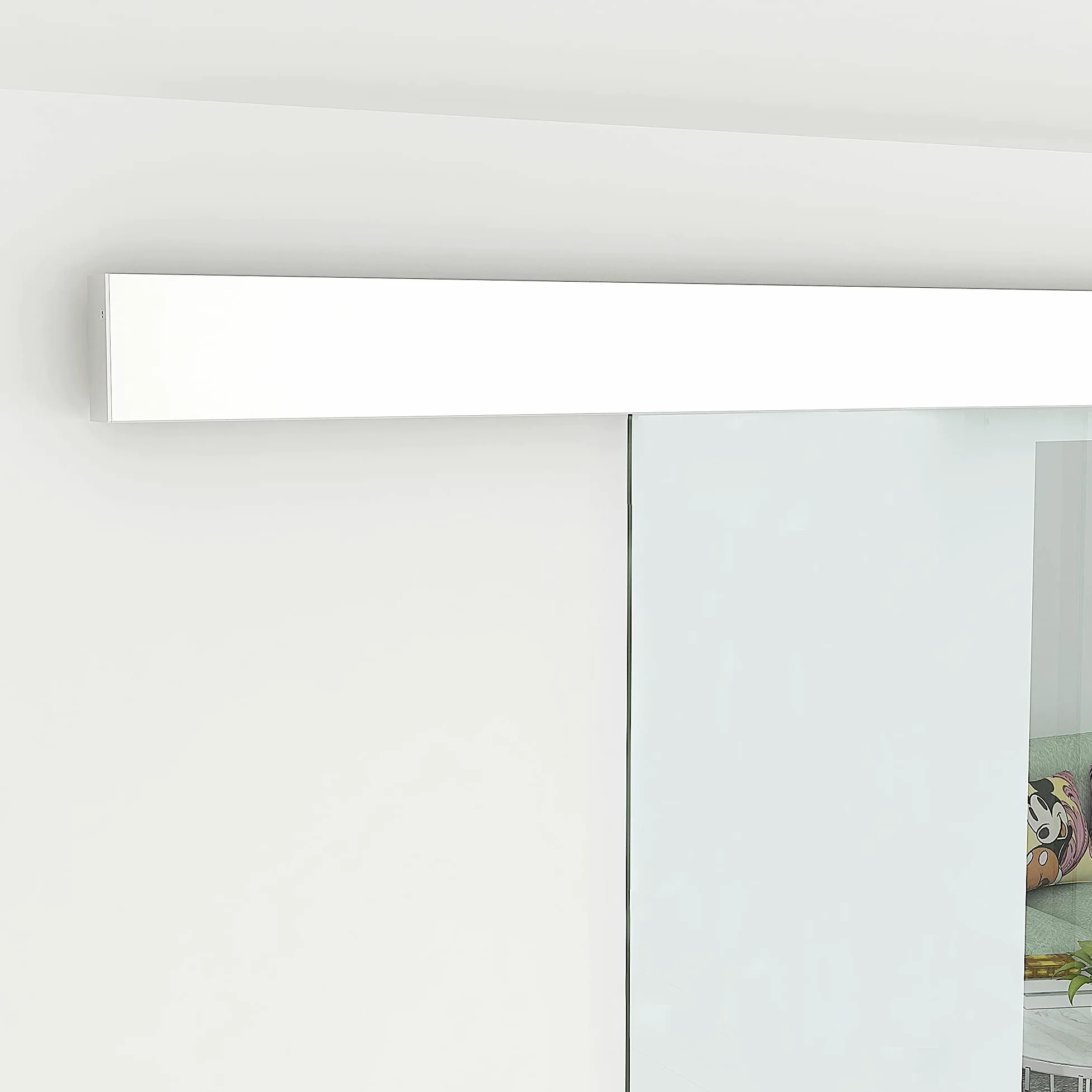 HOMCOM Porta Scorrevole in Vetro Trasparente con Binario e Maniglia in Alluminio per Bagno Cucina Studio 210x75x0.8cm