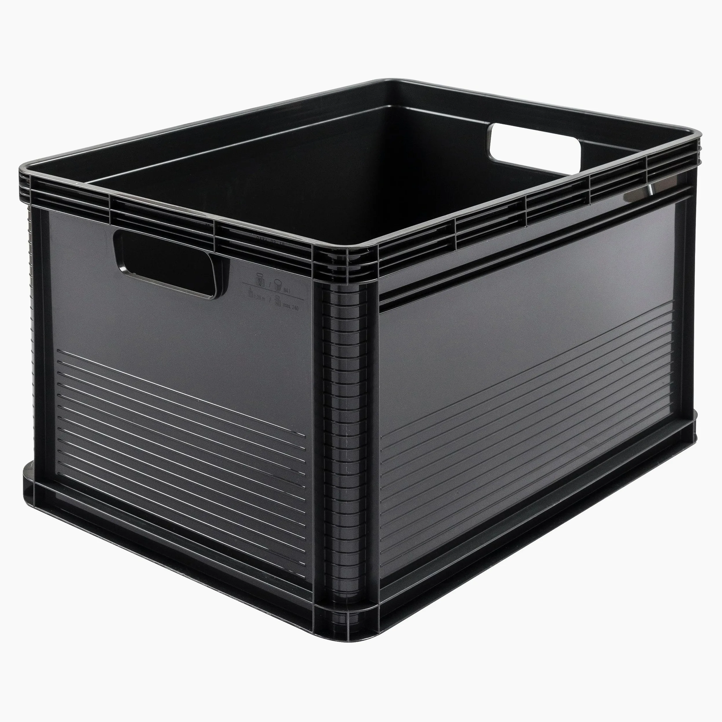 keeeper Robusta Cassetta da Trasporto, Resistente agli Acidi e Adatta per Alimenti, 60 x 40 x 32 cm, 64 L, Robert, Grigio Grafite, 3 Pezzi, 3 x 64 l