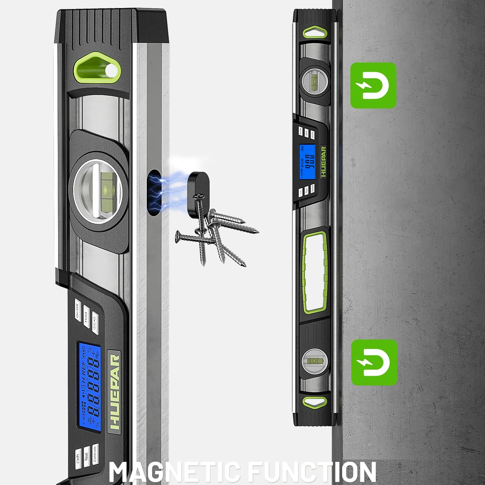 Huepar Livella digitale da 24 pollici, strumento professionale intelligente di precisione Torpedo, display LCD luminoso, avvisi acustici, fondo magnetico, IP54, resistente alla polvere e all'acqua