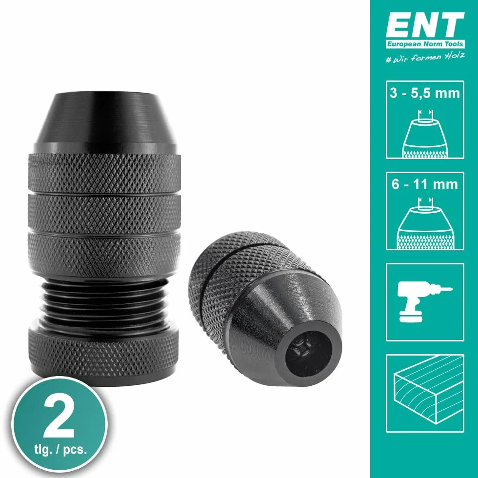 ENT 26512 Set di arresto di profondità, Ø variabile 3-11 mm, arresto di foratura in alluminio per punte da legno e punte elicoidali da legno
