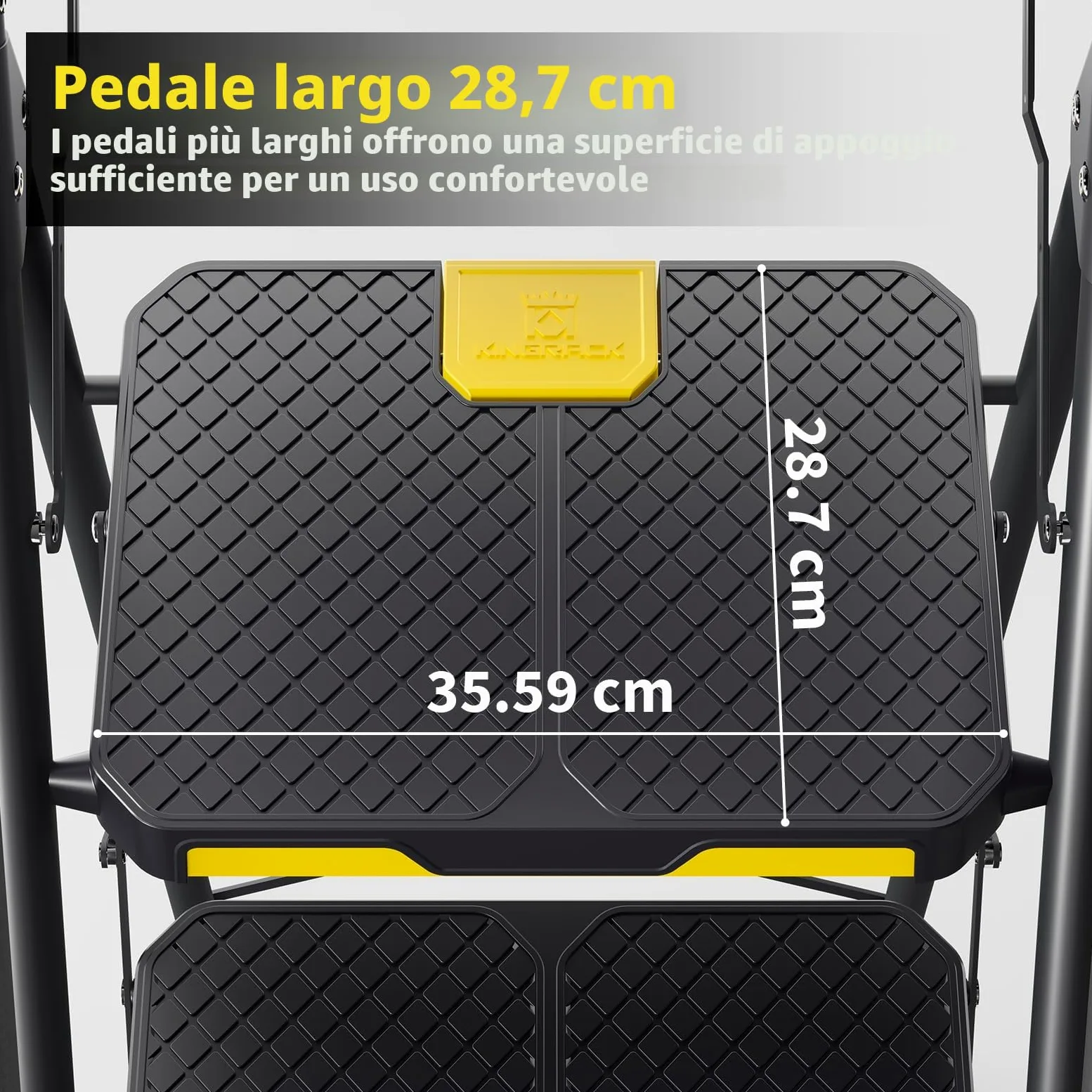 KINGRACK Scaletta 5 Gradini, Scala Pieghevole con Vaschetta Portaoggetti e Corrimano di Sicurezza, Scala Domestica in acciaio con Pedale Largo Antiscivolo, per casa, cucina, dispensa, armadi, ufficio