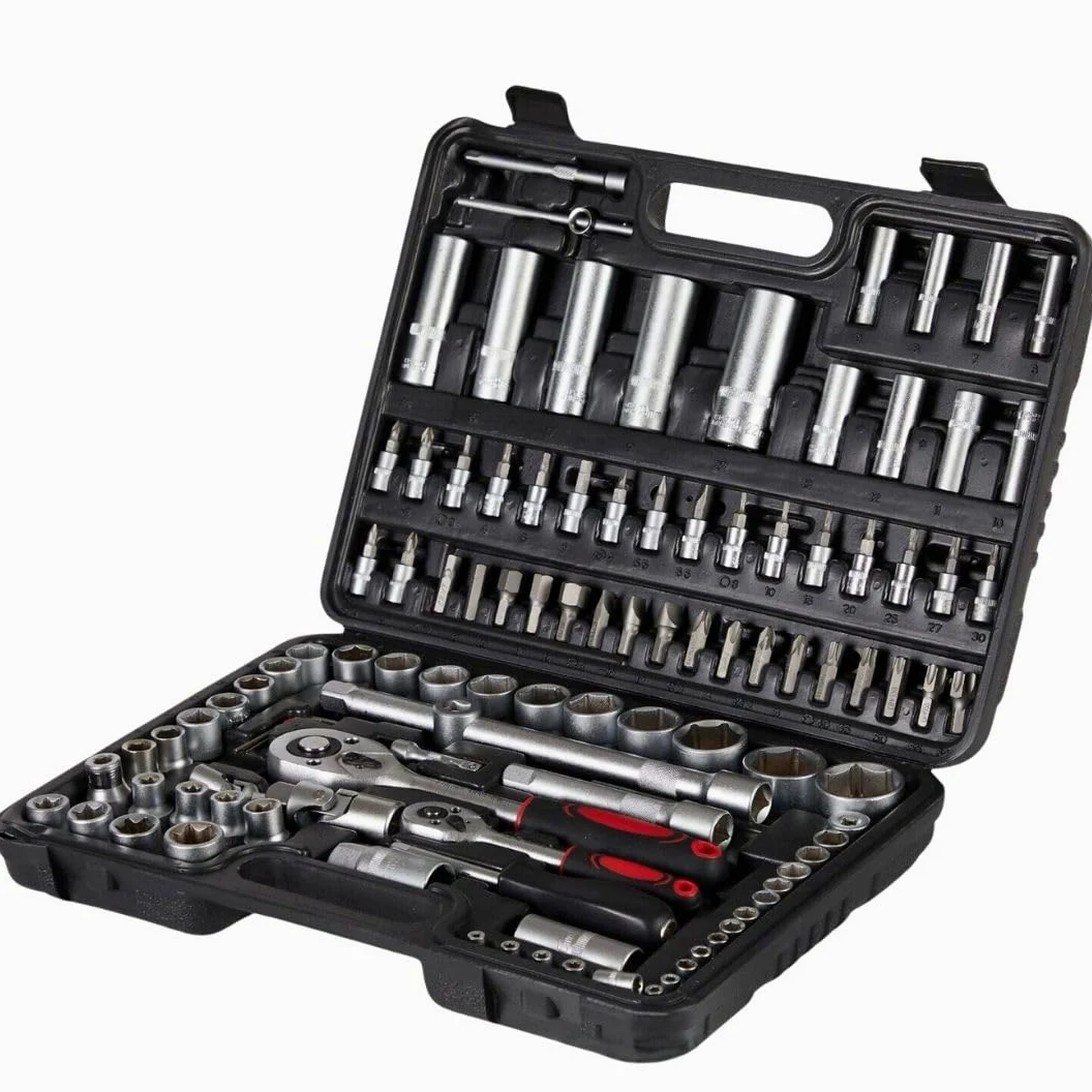 A.M.C. Set di Chiavi a Bussola con Cricchetto 1/4''+ 1/2'' 108 Pezzi, Valigetta Portatile, Kit di Attrezzi Meccanici per Auto