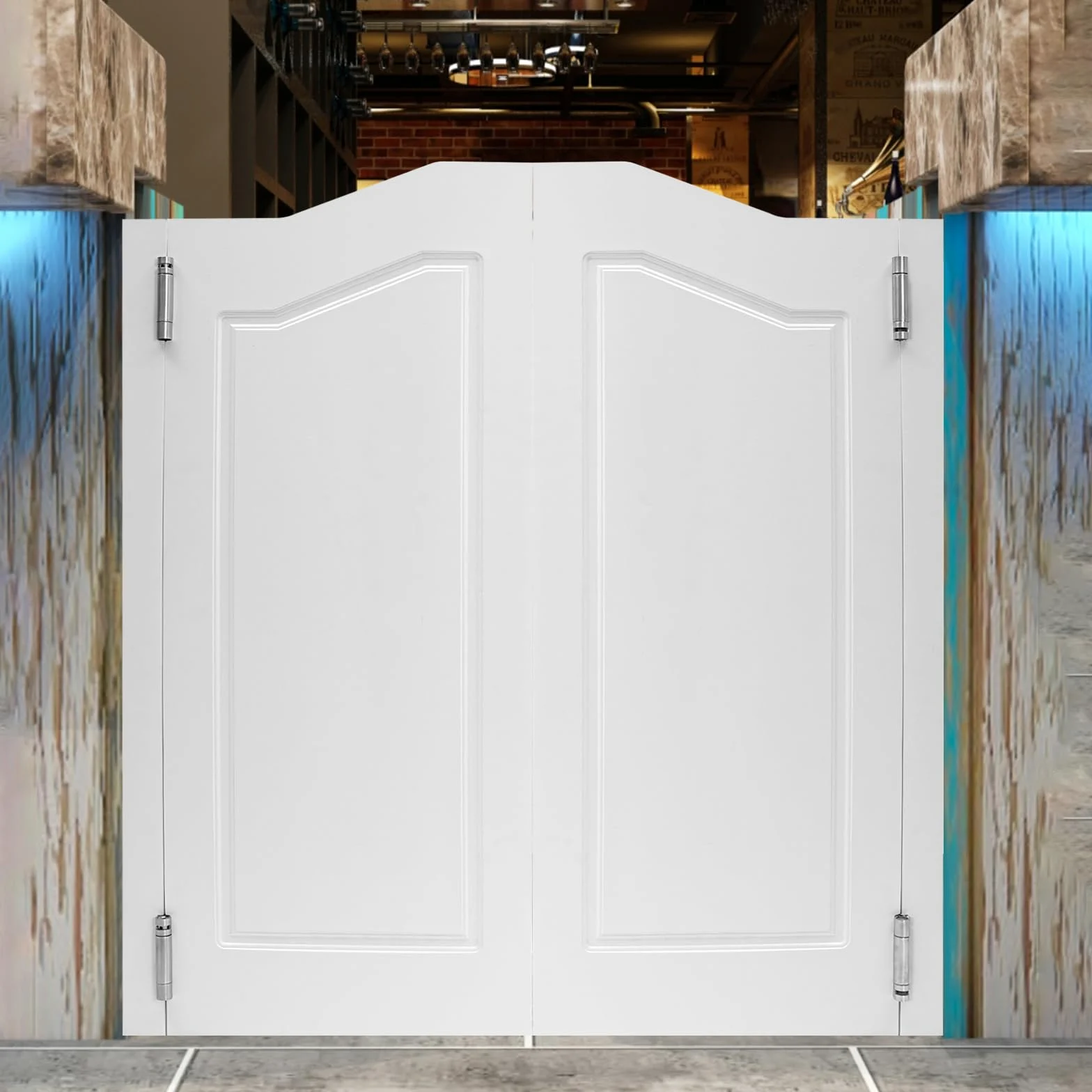 Porta a battente in legno, porta a battente, porta a battente in legno, porta a lamelle interna, 2 ante, 81 x 106,5 cm, spessore porta 3,5 cm, ideale per bar, giardino e salotti, con funzione di
