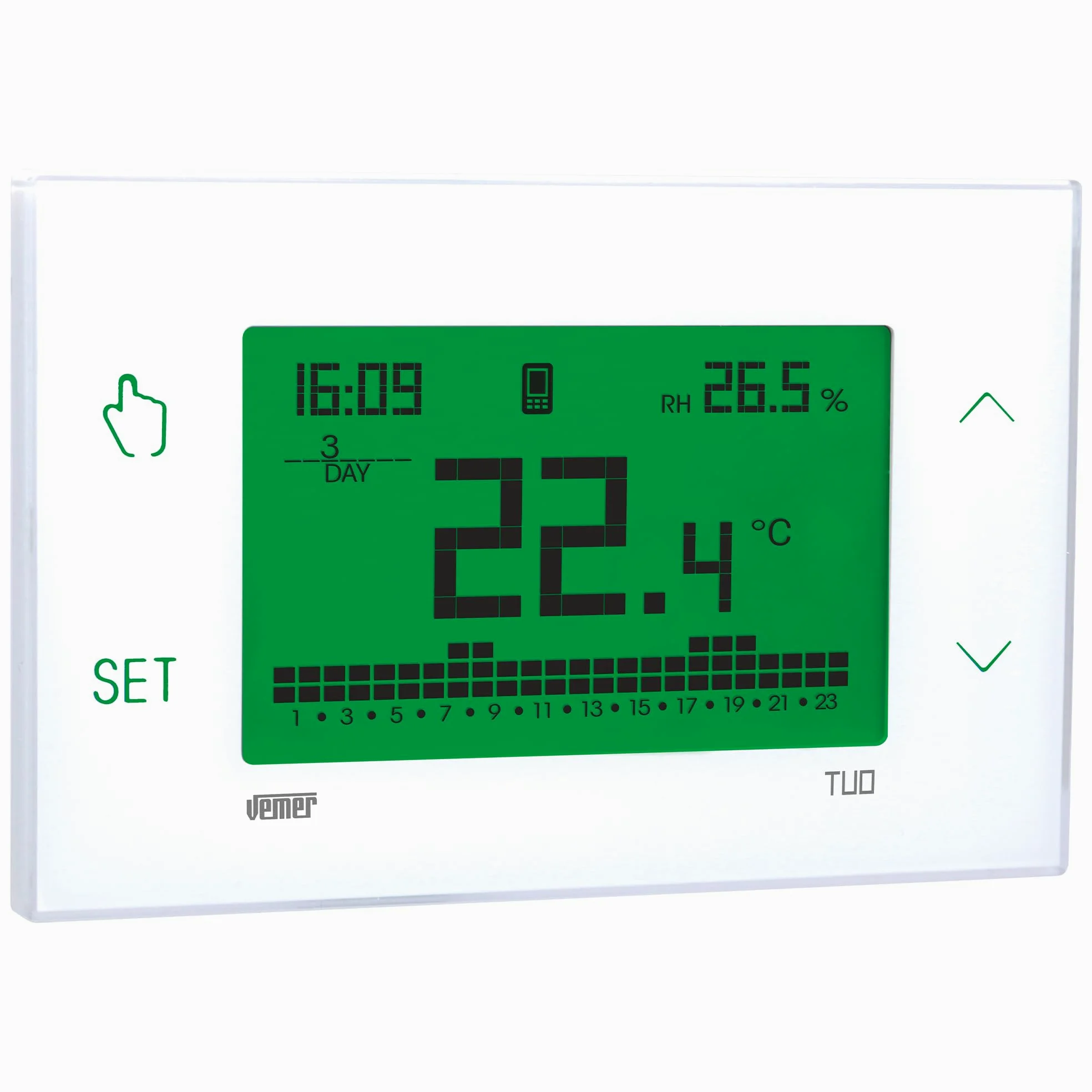 VEMER VE795800 TUO 4G - Termostato 4G-LTE con SIM Dati Inclusa, Cronotermostato Smart con APP, Configurazione Veloce con Bluetooth, Programmazione Settimanale per Caldaia, Alimentazione 230V, Bianco