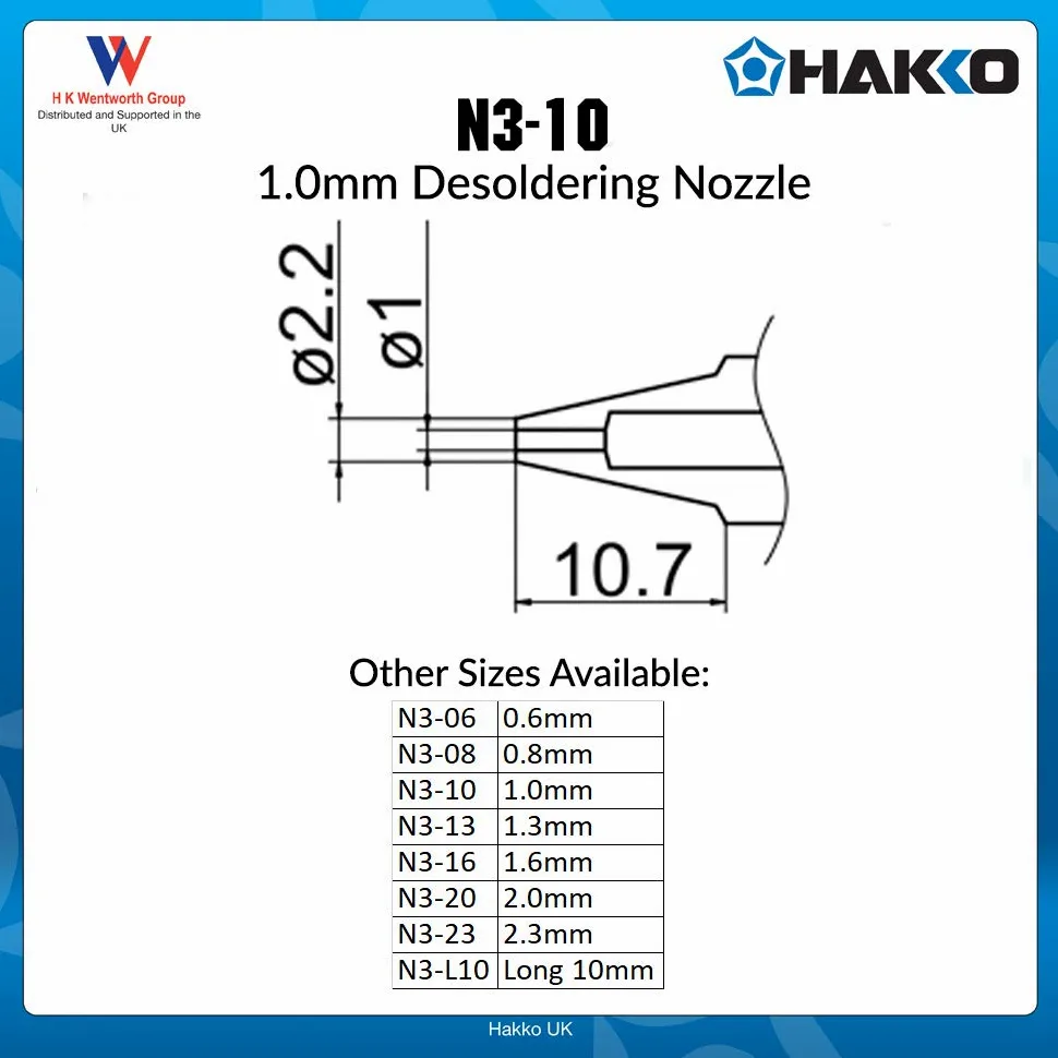 Hakko N3-10 - Ugello dissaldante, 1,0 mm, per FM-2024