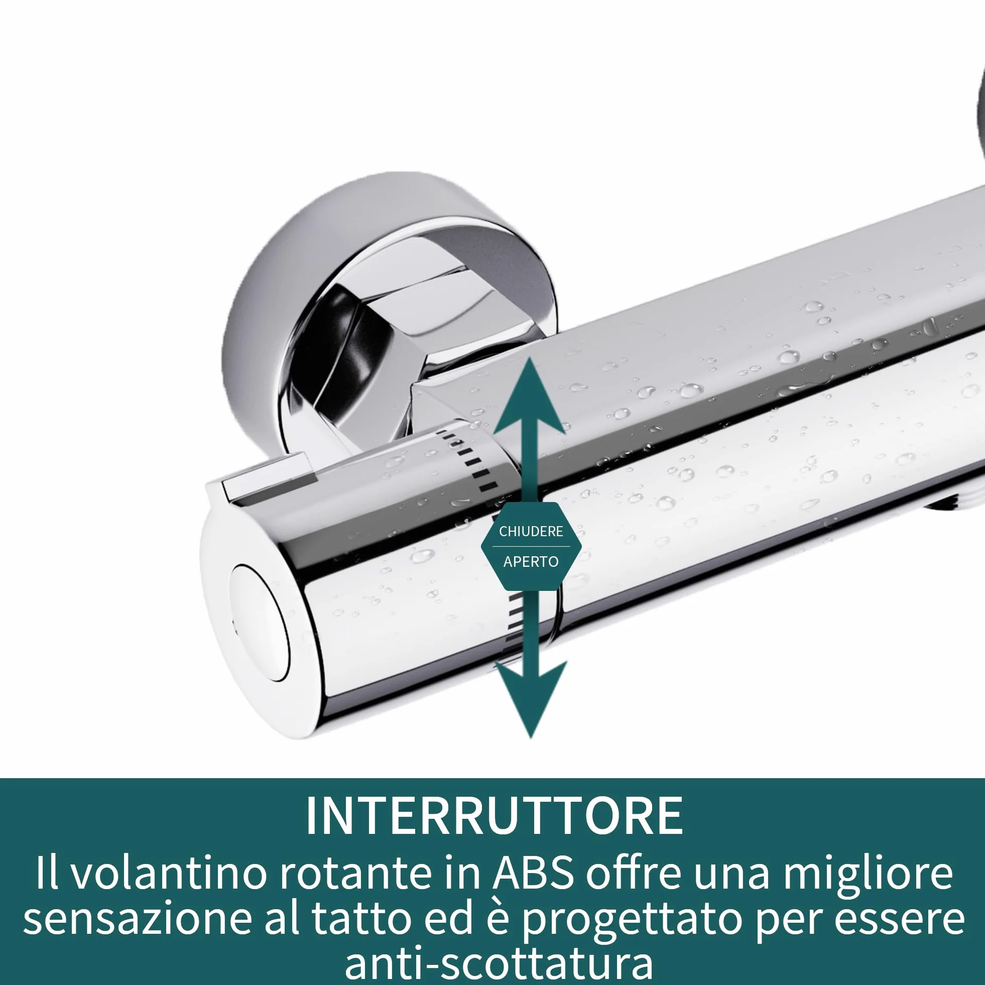 MORADO Miscelatore Doccia, Miscelatore Doccia Termostatico, Rubinetto per Doccia, Rubinetto per Vasca Termostatico con Controllo Costante Della Temperatura, Finitura in Ottone Cromato