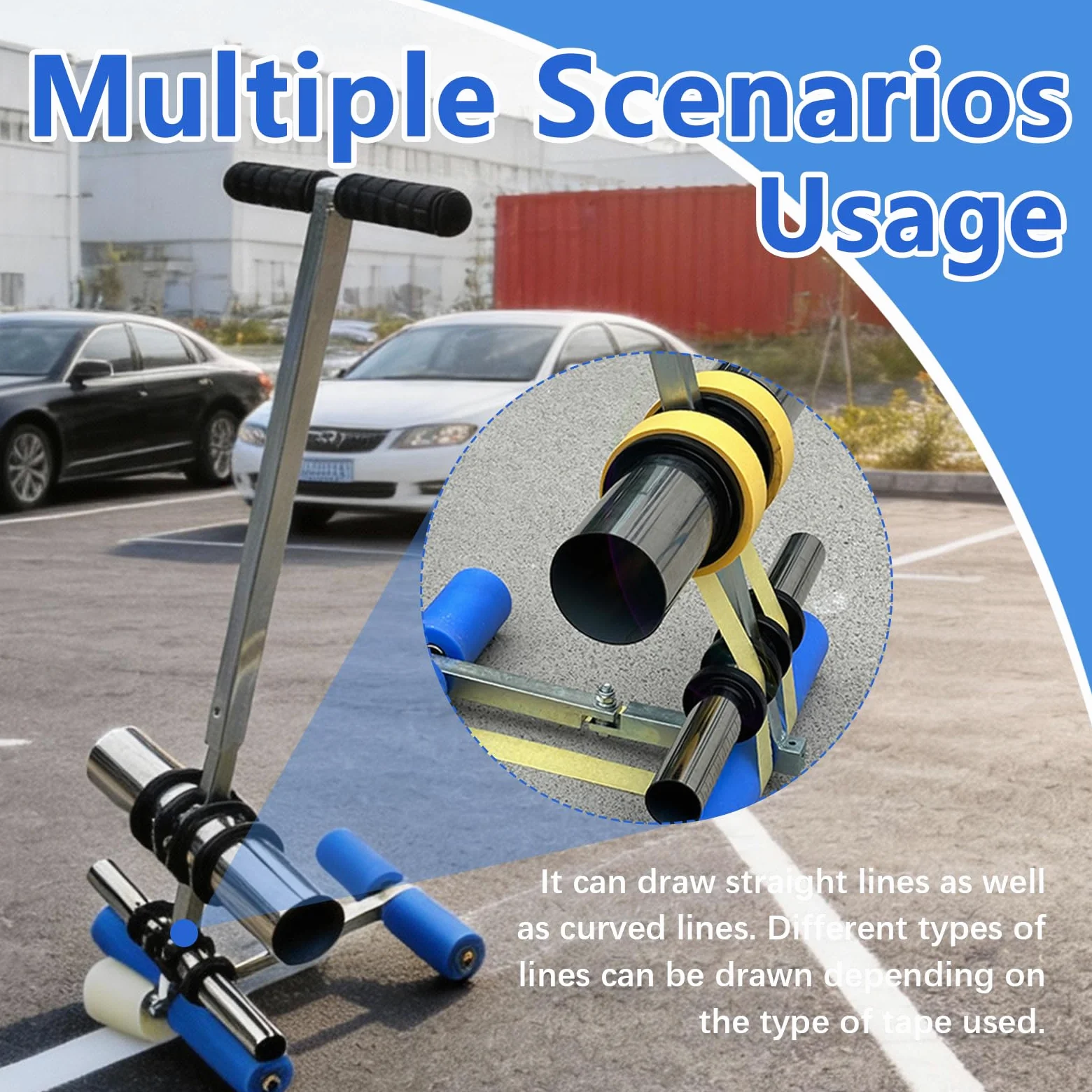 Applicatore di Nastro per Pavimenti, Macchine per Tracciare Linee di Campo da Gioco con Kit di Cerchi da Disegno Strumento Manuale per La Marcatura del Nastro Spaziatura Regolabile Marcatura Rapida