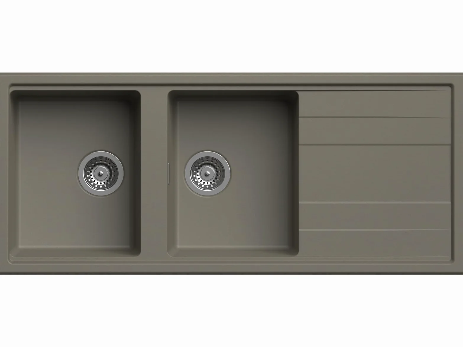 Lavello cucina Orlando tortora - quarzo fumè 2 vasche con gocciolatoio 116 x 50 cm Made in Italy
