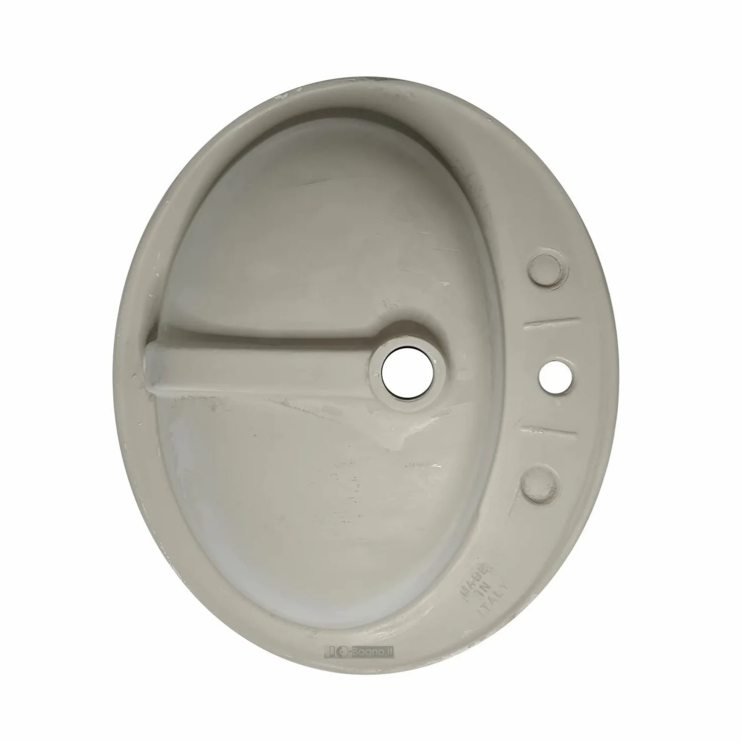 LAVABO Incasso TONDO Ceramica - Lavandino Soprapiano OVAL L. 62 x 52 cm Monoforo Pred. a 3 Fori