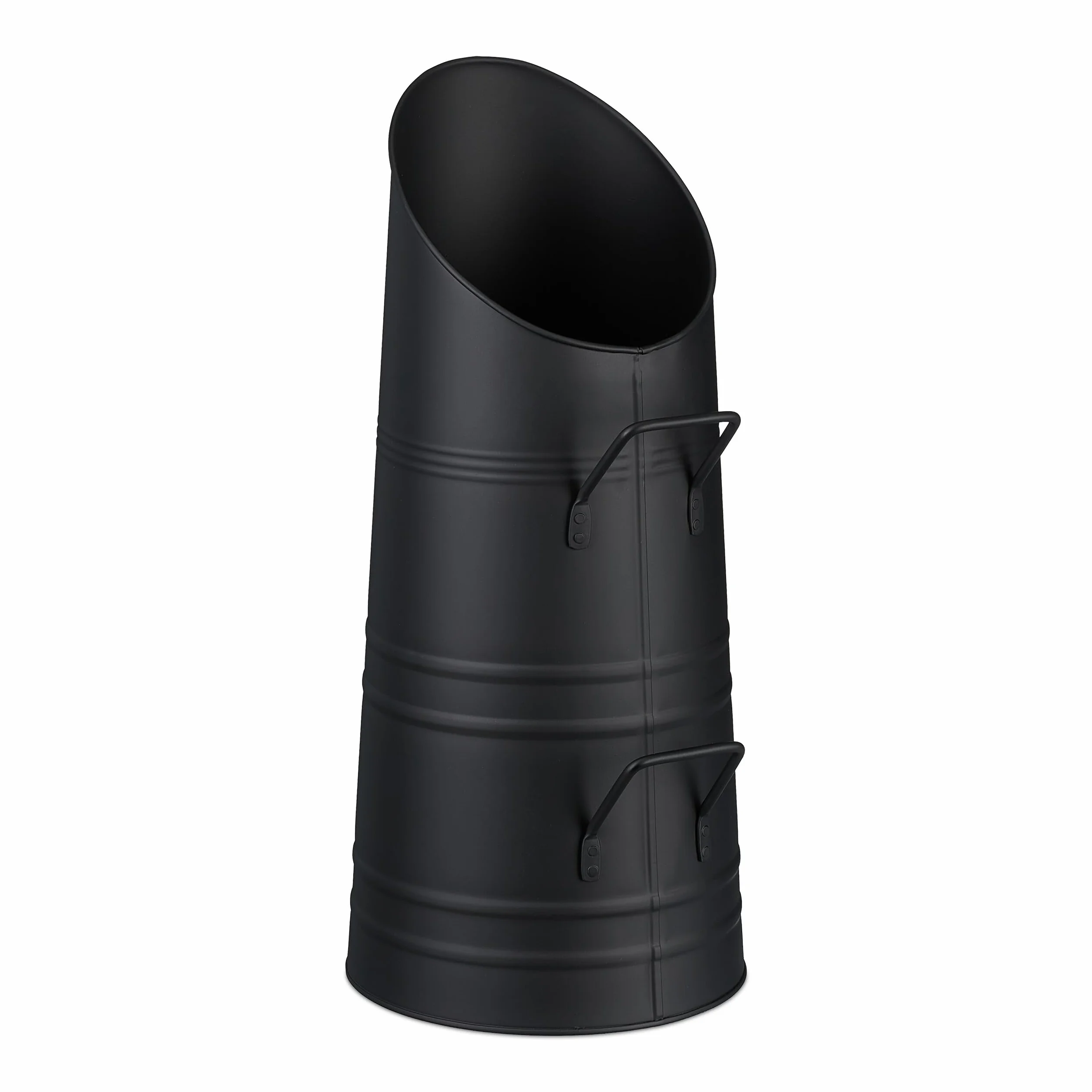 Relaxdays Contenitore Porta Carbone da Camino, Secchio per Pellet Caminetto, Secchiello Portacenere da 9 L, Ferro, Nero