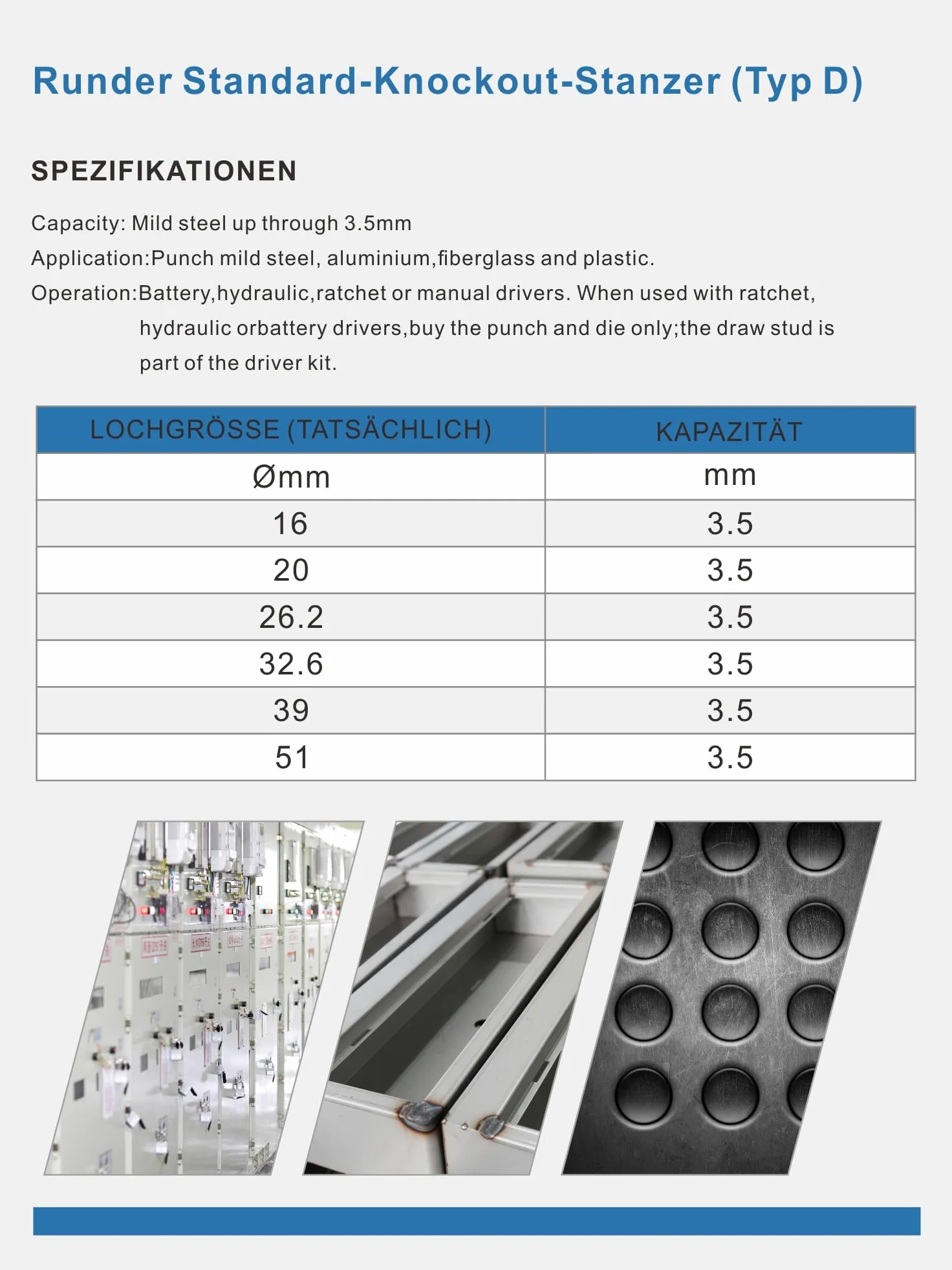 AMZCNC Set di punzonatrici idrauliche per fori Knockout, 8 t, con 6 fustelle, 16 mm, 20 mm, 26,2 mm, 32,6 mm, 39 mm, 51 mm, perforatrice idraulica