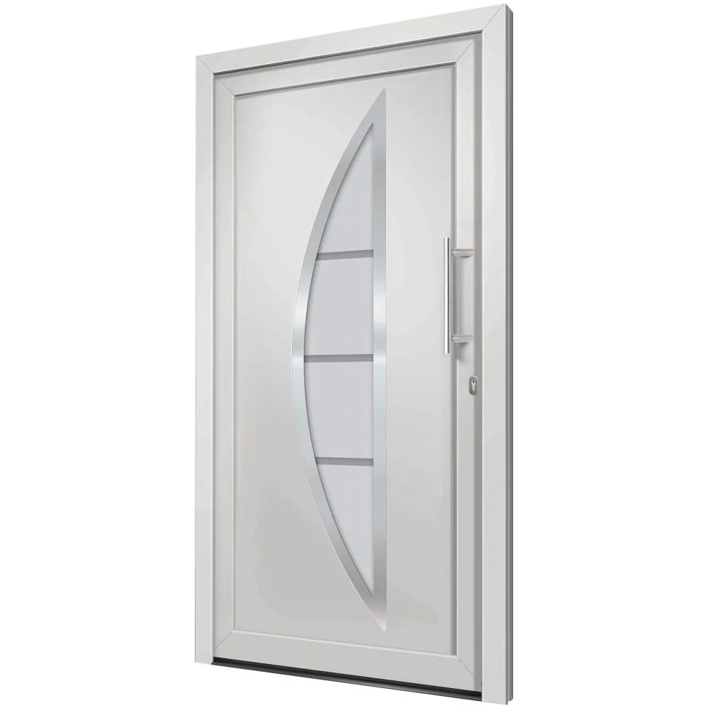 vidaXL Porta di Ingresso con Accessori Sicurezza Eleganza Entrata Casa Edifici Soglia Alluminio Rinforzi e Anima in Acciaio Bianca 108x200 cm