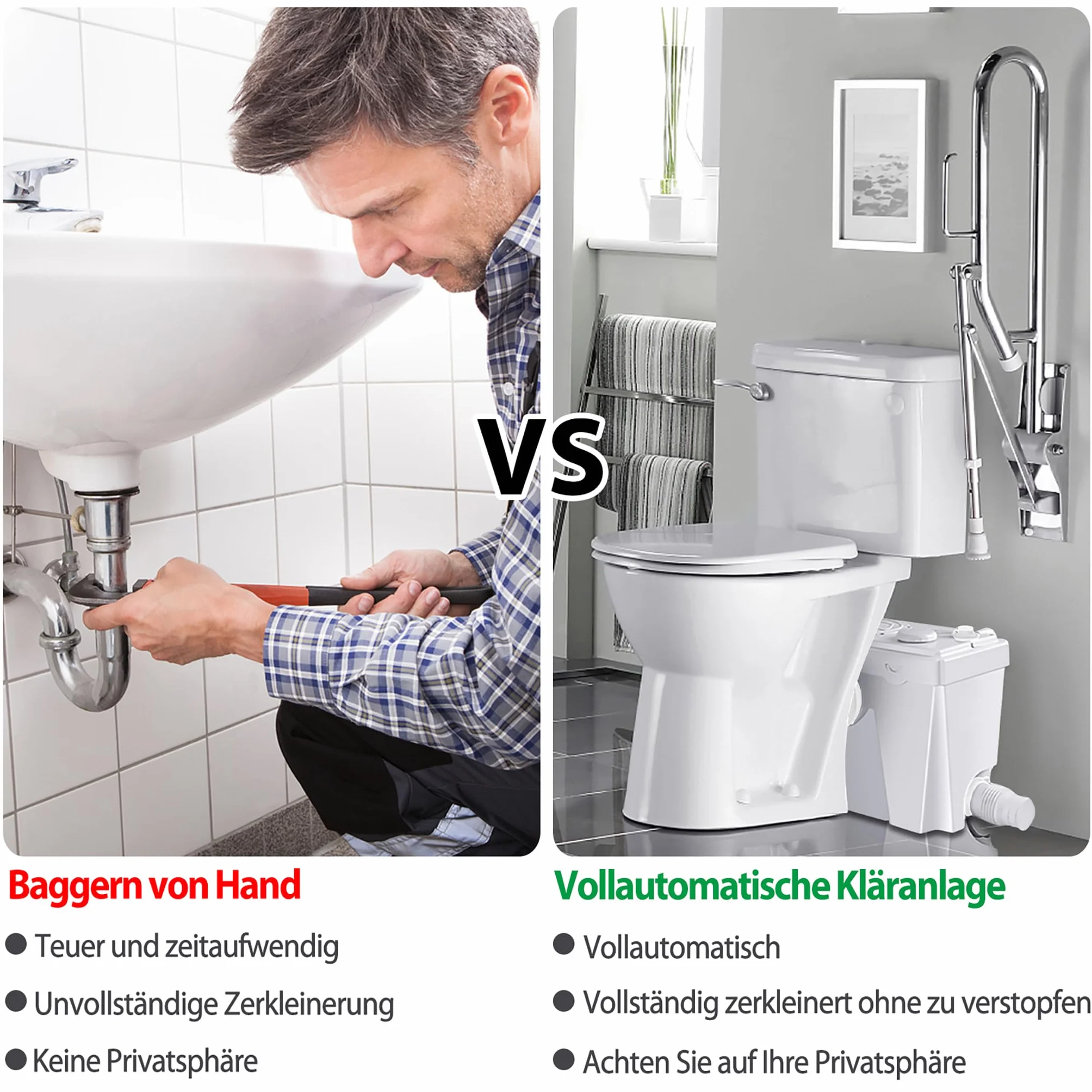 Froadp Pompe per Fognature Sanitarie da 700W Sistema di Sollevamento per uso Domestico Pompa per Fognature, Lavabo da Cucina, per WC e Lavabo, con Filtro a Carbone e Pannello di Servizio Rimovibile