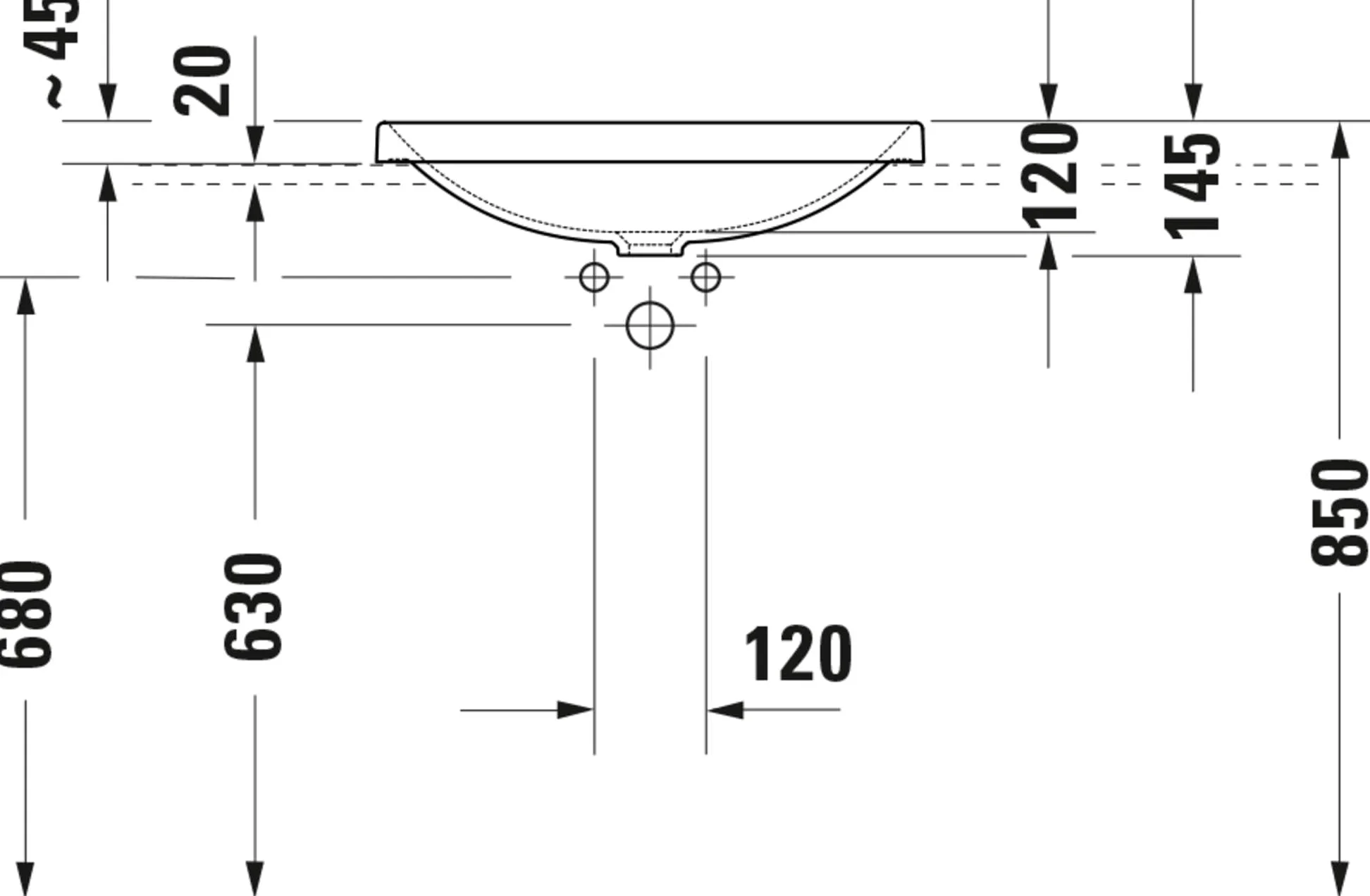 Duravit D-Neo lavabo encastré, 600x440mm, sans trou pour robinet, sans trop-plein, blanc brillant, poli, 0358600079, 0358600079