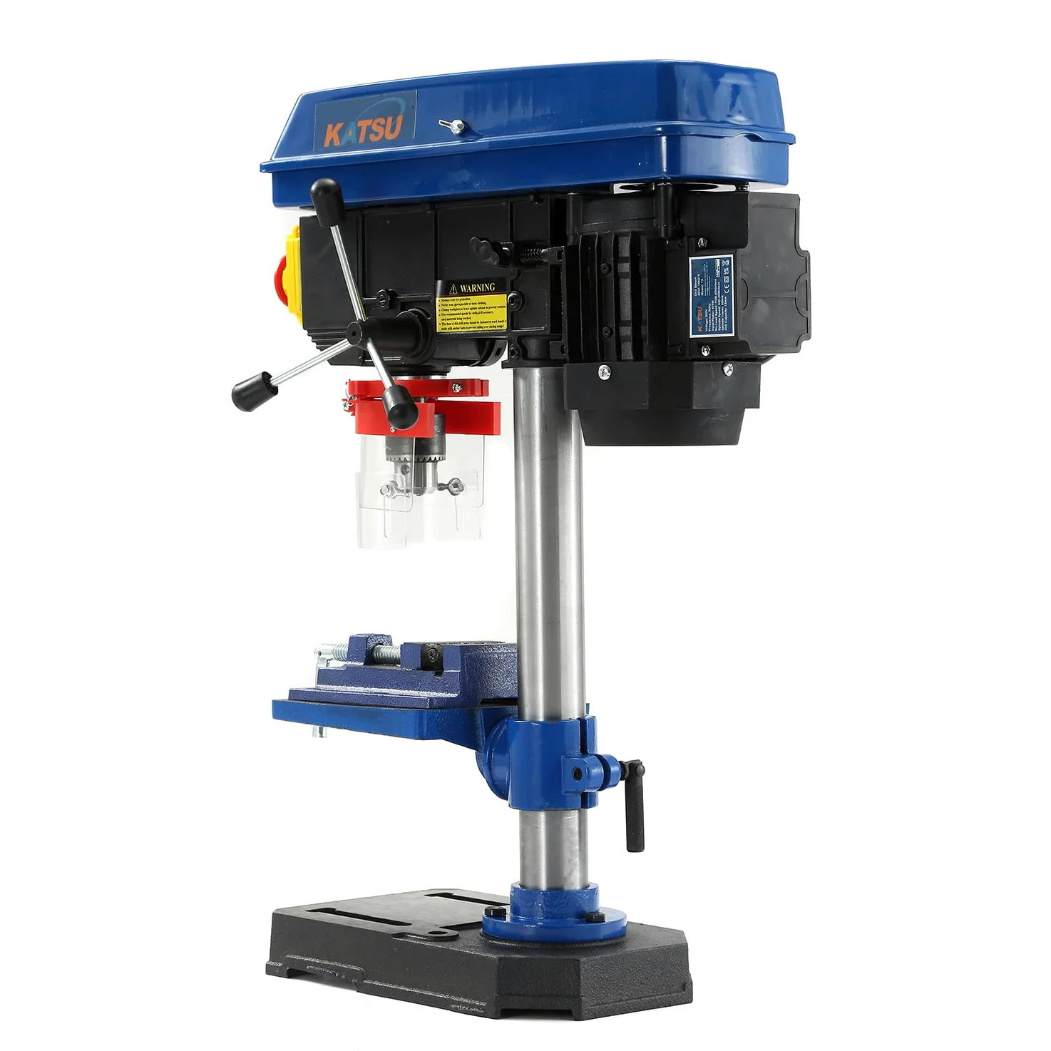 KATSU Trapano a Colonna da Banco con Morsa 375W 5 Velocità 55mm Profondità di Foratura Elettrico Regolabile in Altezza Trapano a Pilastro da Banco Industriale Banco da Lavoro