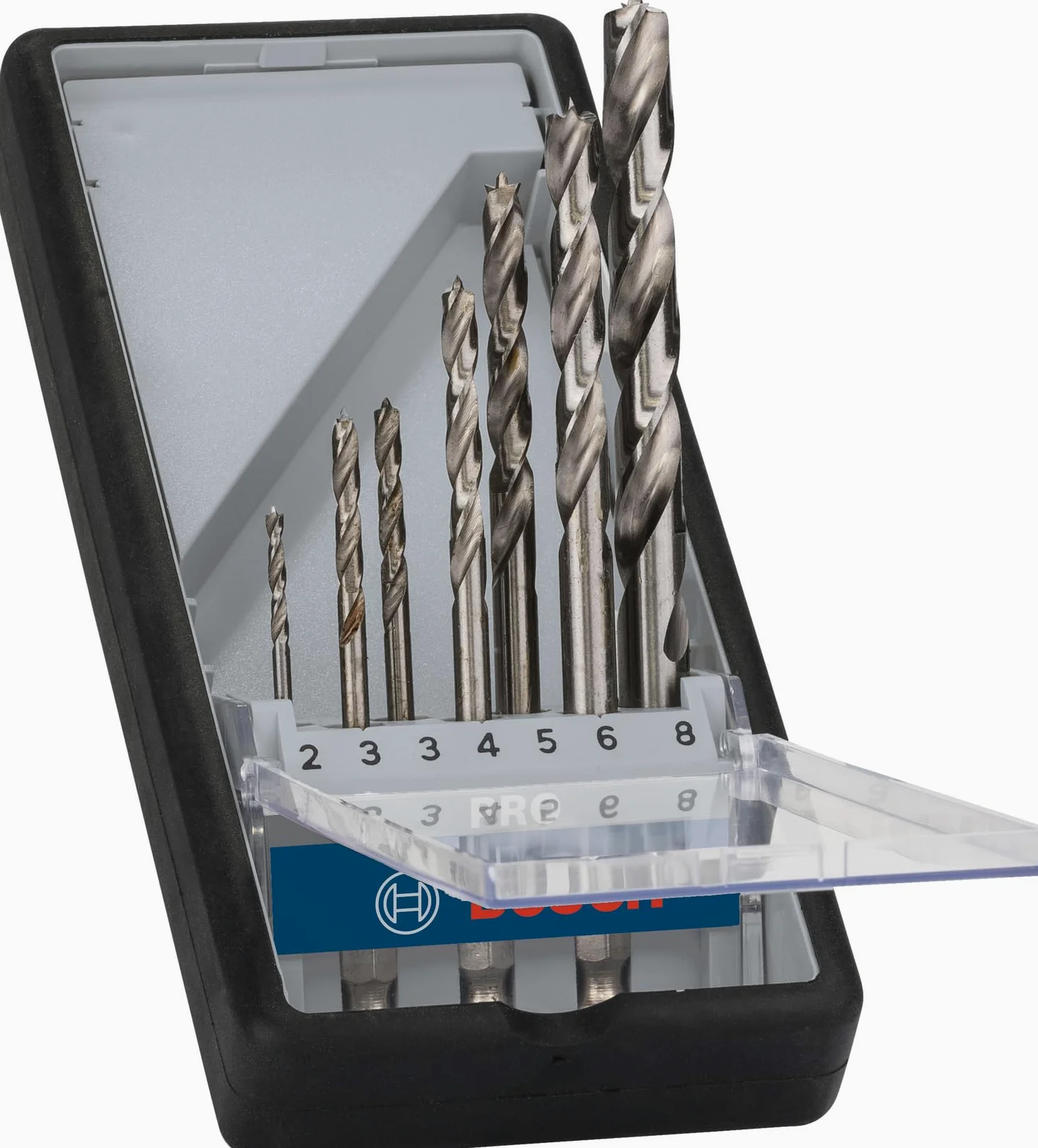 Bosch Professional Robust Line Set Punte Elicoidali per Legno con Codolo Esagonale, 2-8 mm, 7 Pezzi