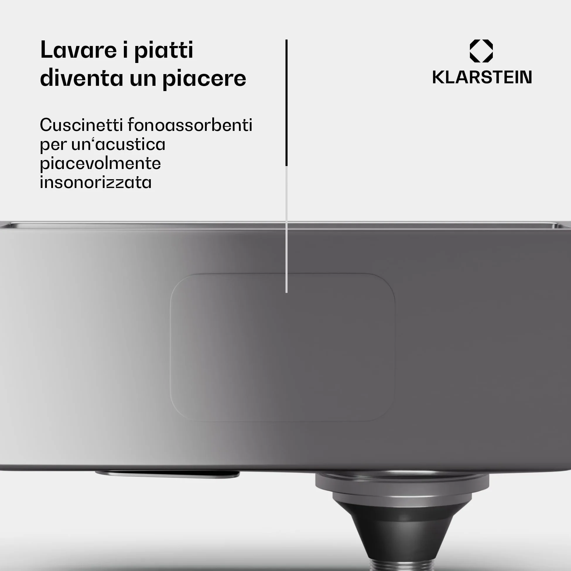 Klarstein Lavello Cucina – Acciaio Inox 304, Design Stretto 23 cm, Resistente a Graffi & Calore, Facile da Pulire, Include Kit Installazione & Troppopieno, 45x23 cm