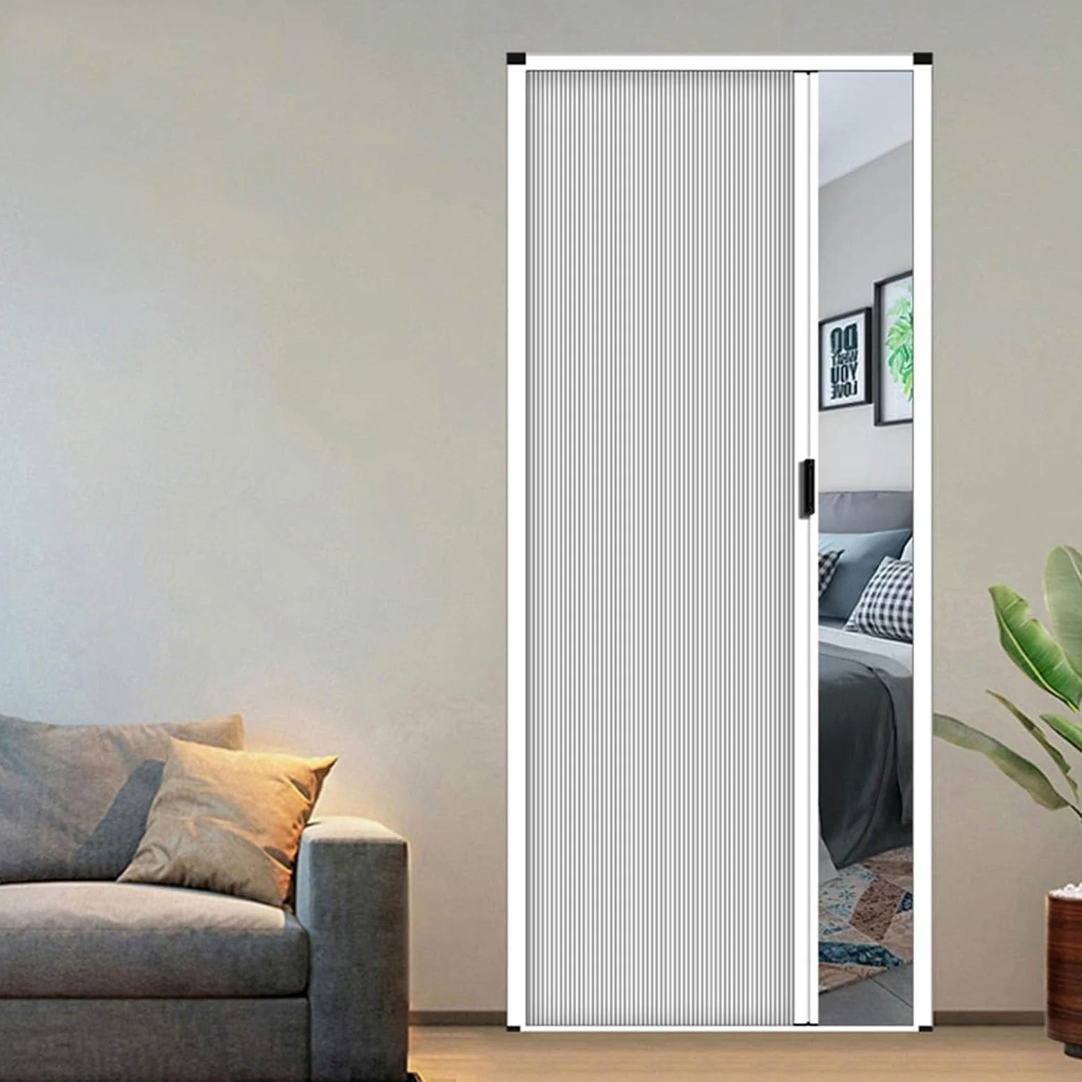 Porte a soffietto per porte, porta pieghevole invisibile a nido d'ape alta 203 cm per cucina, bagno, dispensa, kit porta divisoria,28x80in(71x203cm)