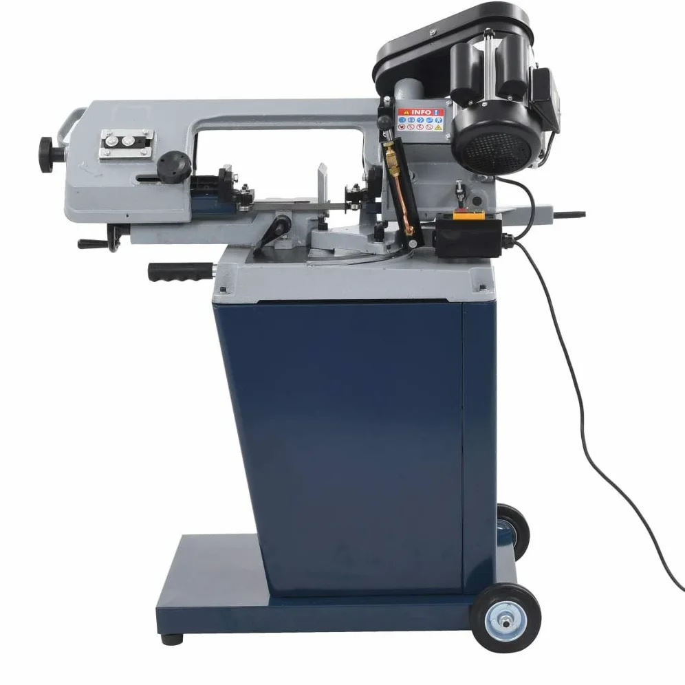 vidaXL Sega a nastro in metallo con base solida 230 V Segatrice verticale per metallo Macchina da taglio per metalli Varie velocità e angolo portatile con ruote