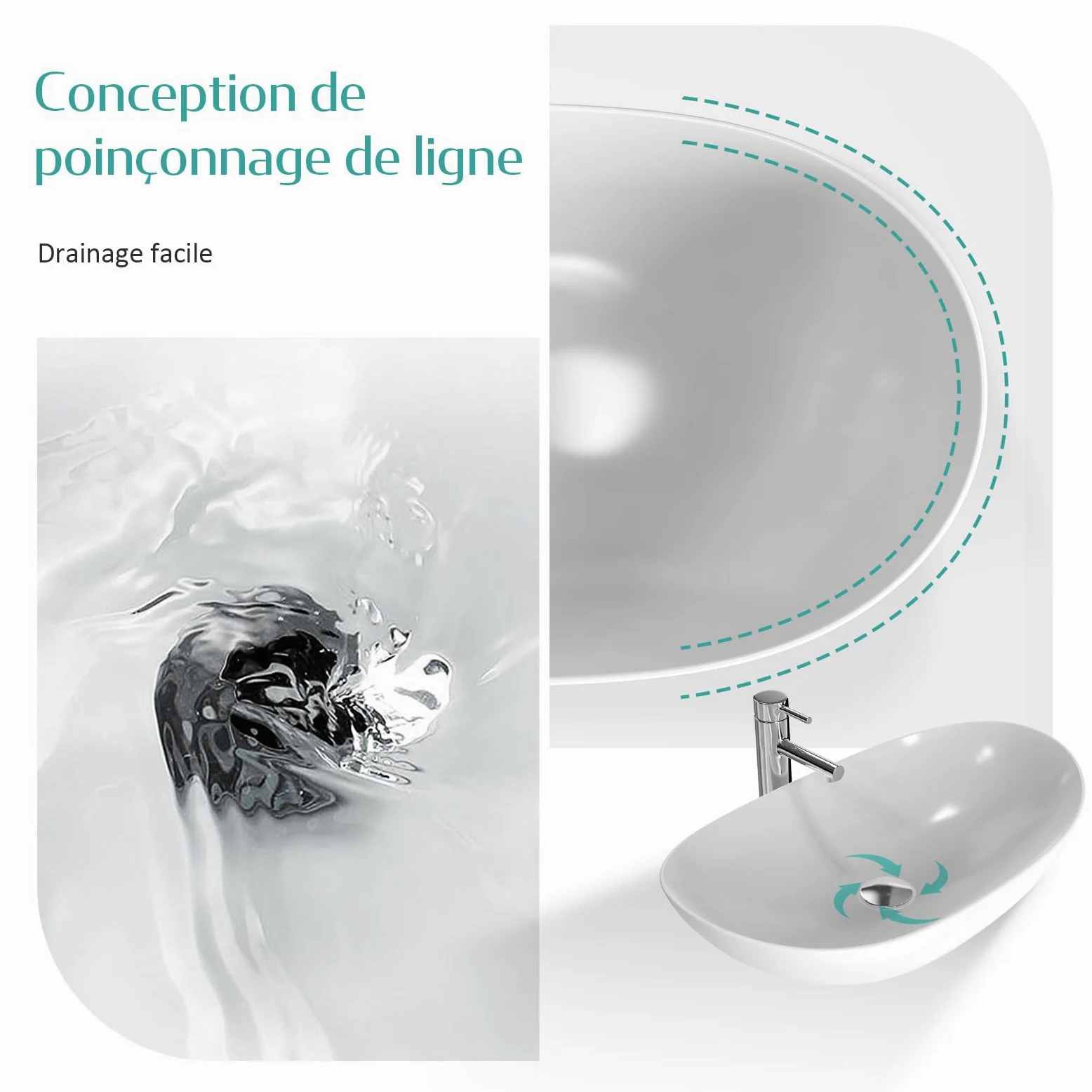 EMKE Lavabo da Appoggio Ovale 35×27×11cm, Vasca in Ceramica per Bagno e WC Ospiti, Mini Lavabo Piccola, Bianco