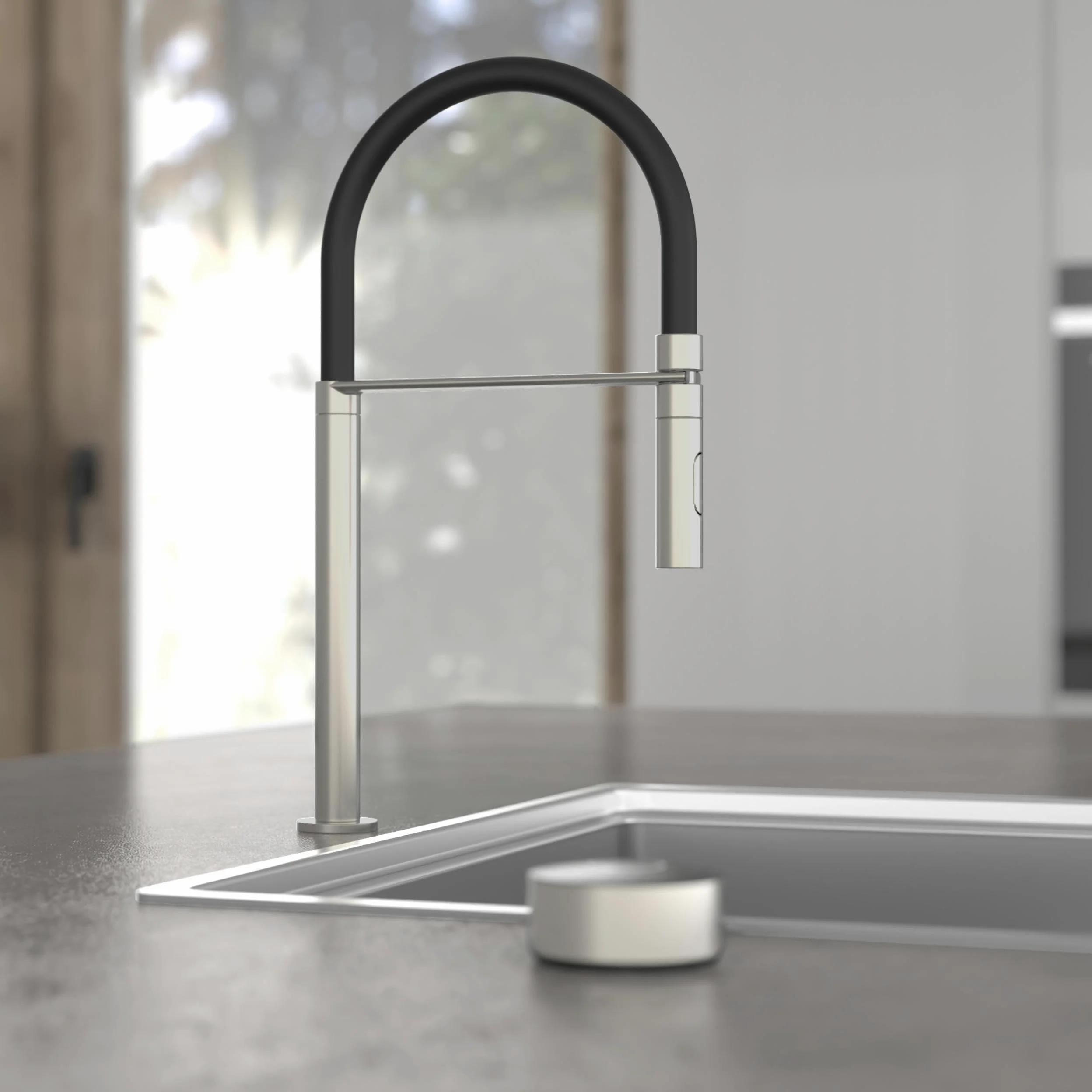 SCHÜTTE Aquadot, rubinetto digitale per lavello con controllo intelligente, rubinetto moderno da cucina con tubo soft touch, effetto acciaio inox/nero