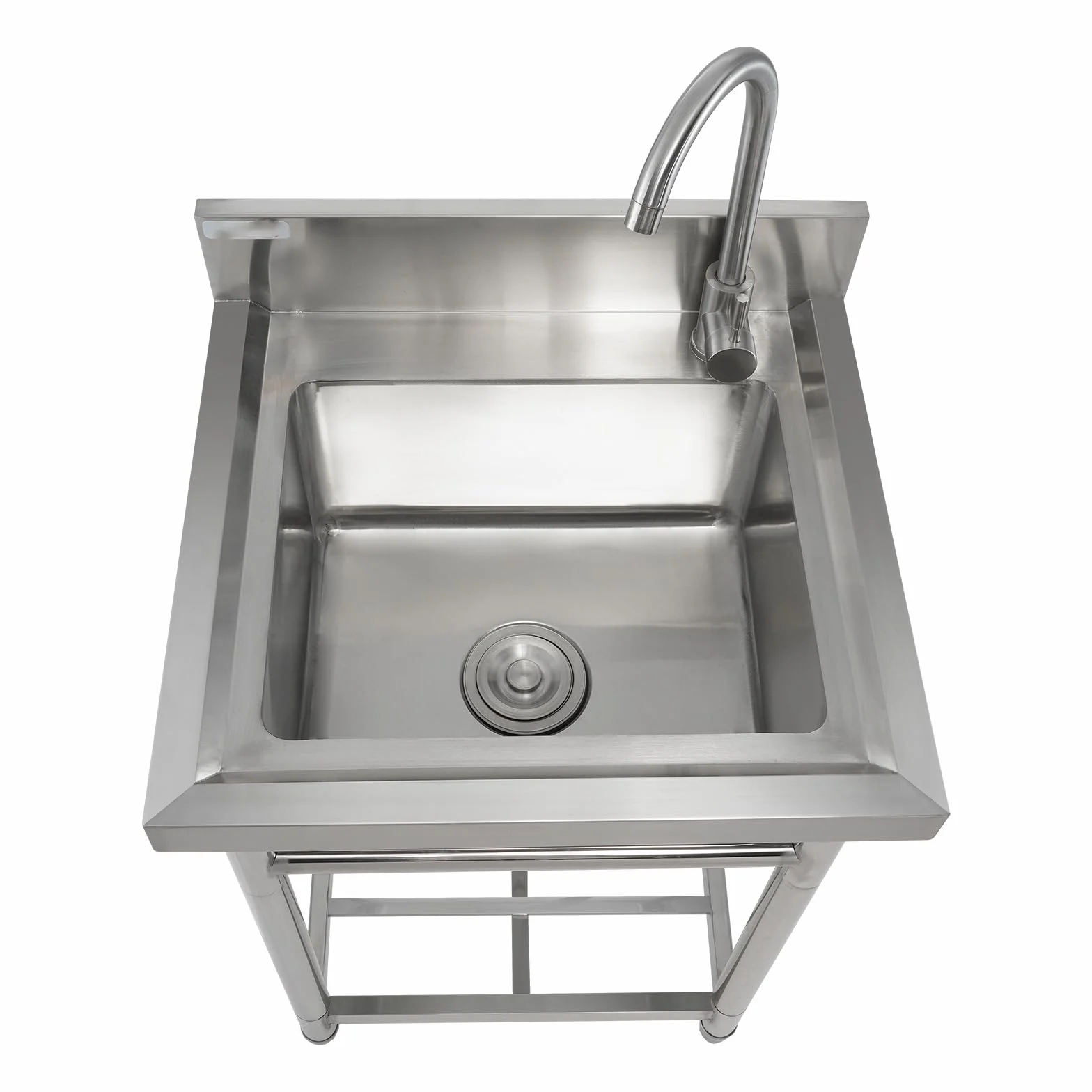 VEVOR Lavello multiuso in acciaio inox, lavello con rubinetto e gambe, lavelli commerciali a vasca singola 16 x 13 x 8,7 pollici per garage, ristorante, cucina, lavanderia