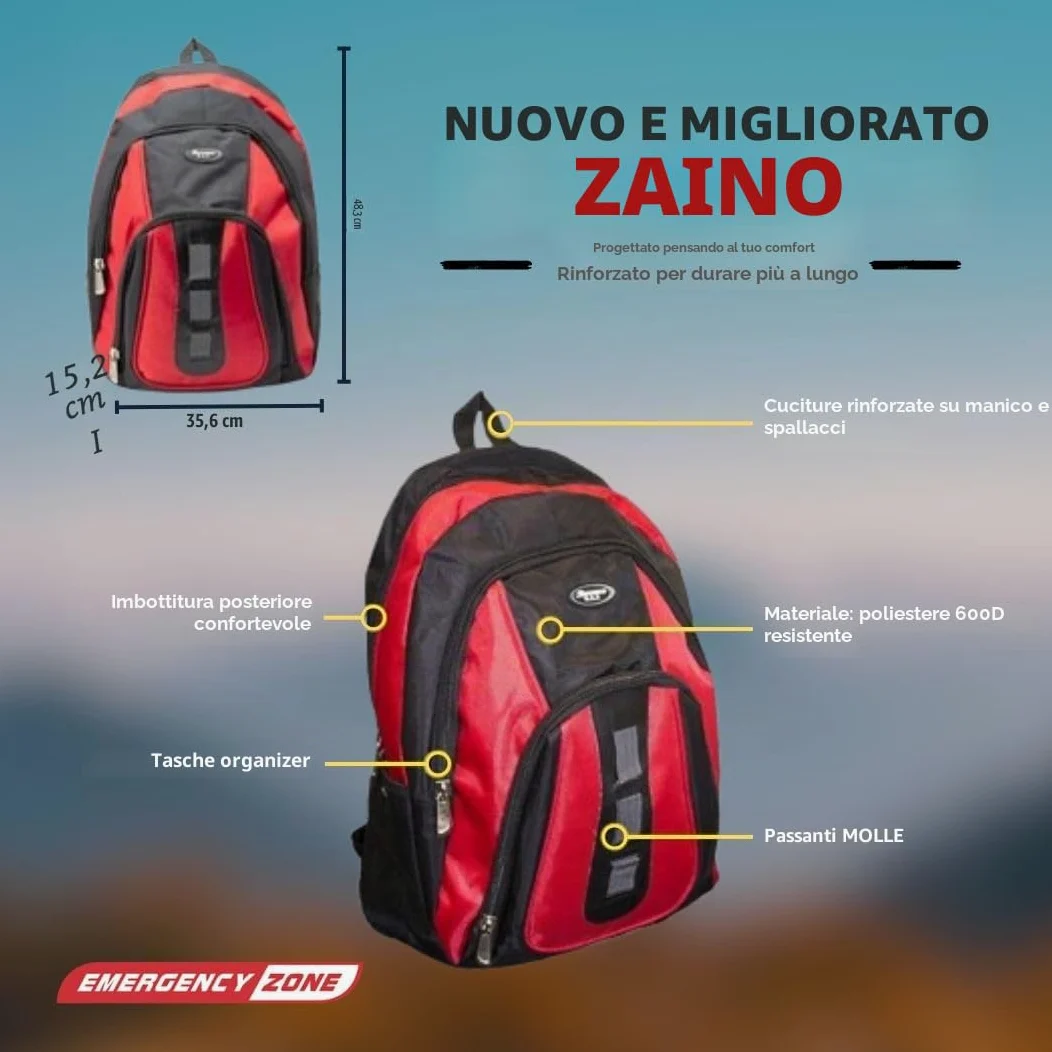 Essentials Kit di sopravvivenza completo Deluxe per 2 e 4 persone, Bug-Out-Bag, kit di emergenza per incendi, uragani e altri disastri naturali