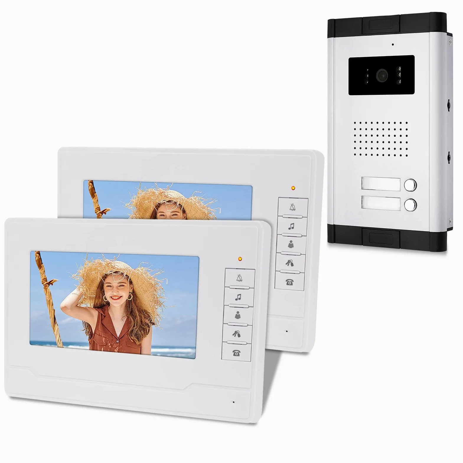 Due Vie Audio Porta Video Citofono con Schermo da 7 pollici Videocitofono Citofono Campanello per Casa/Sppartamento per 2 Casa