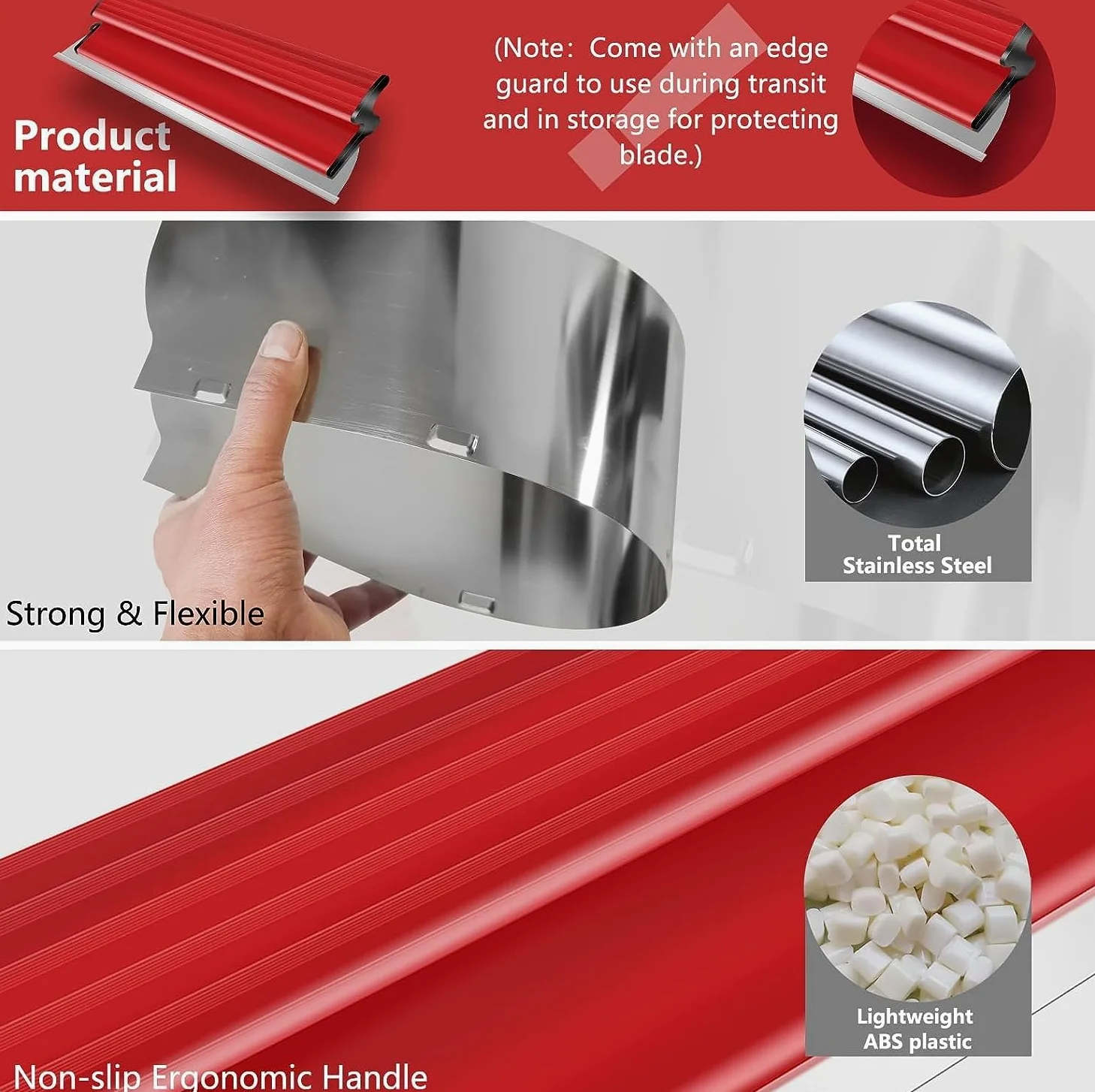 suokoun Spatole per Stucco, 60 cm, con lama in acciaio inossidabile da 0,35 mm, coltello semi flessibile per cartongesso per cemento e pareti in calcestruzzo