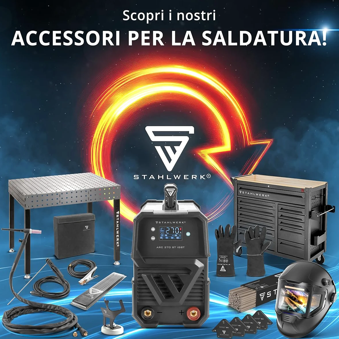STAHLWERK Saldatrice ad elettrodo ARC 200 MD – MMA & Lift-TIG (DC) fino a 200 A, uso flessibile senza gas, compatta & leggera 3,4 kg, Smart Cooling, Hotstart automatico