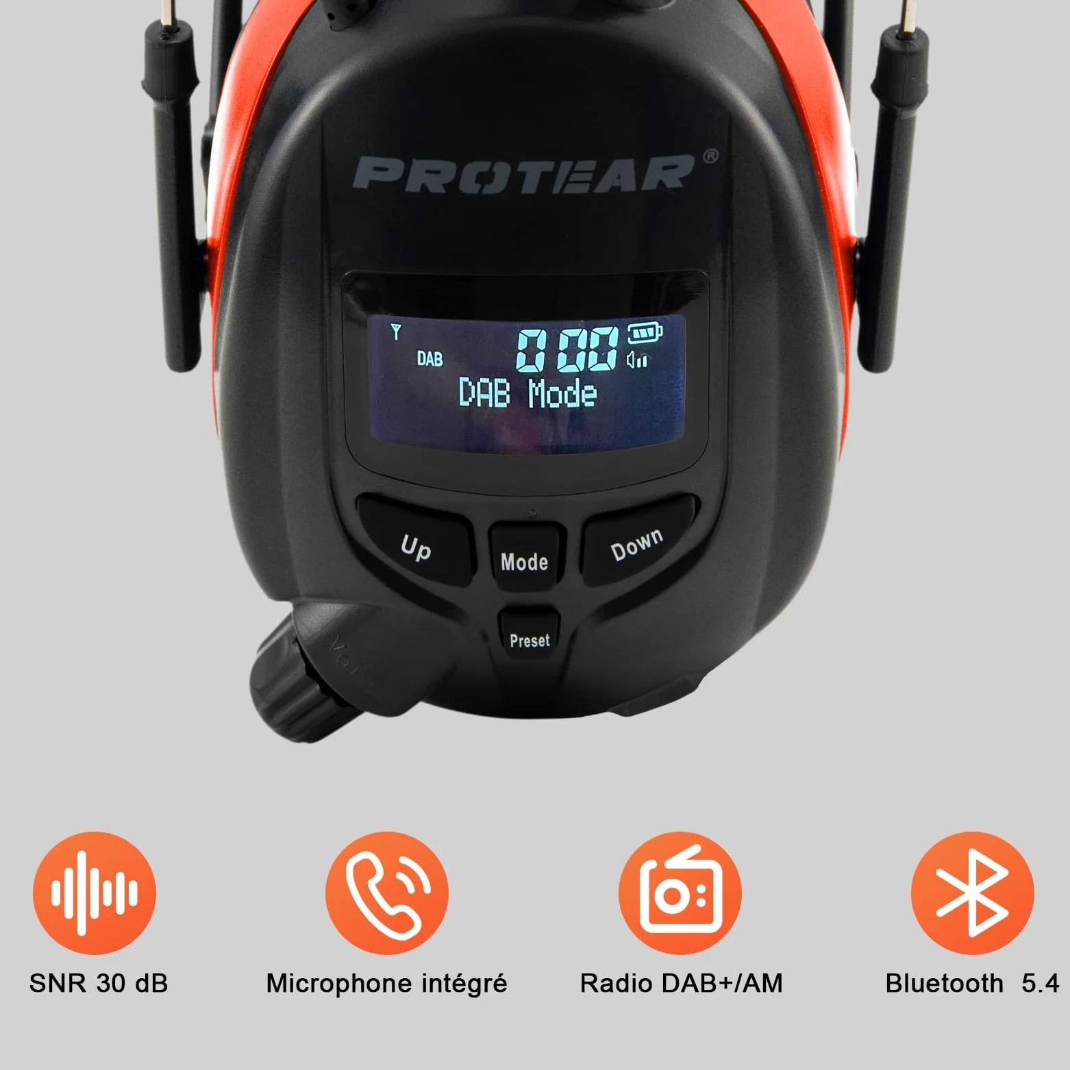 auricolari con radio DAB + / FM e Bluetooth, cuffie senza fili con cancellazione del rumore