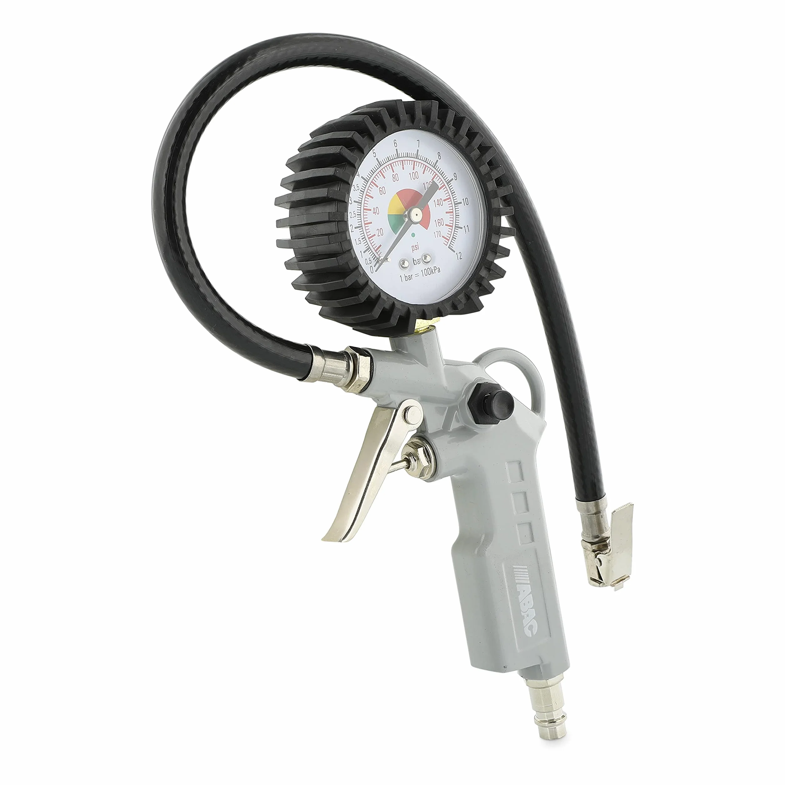 ABAC Kit Accessori per Compressore 8 Pezzi G-810AL, Inclusi Gonfiagomme con Manometro, Pistola di Soffiaggio, Pistola a Spruzzo per Vernice 1L, Pistola di Lavaggio 0.9L, Tubo a Spirale 5 m