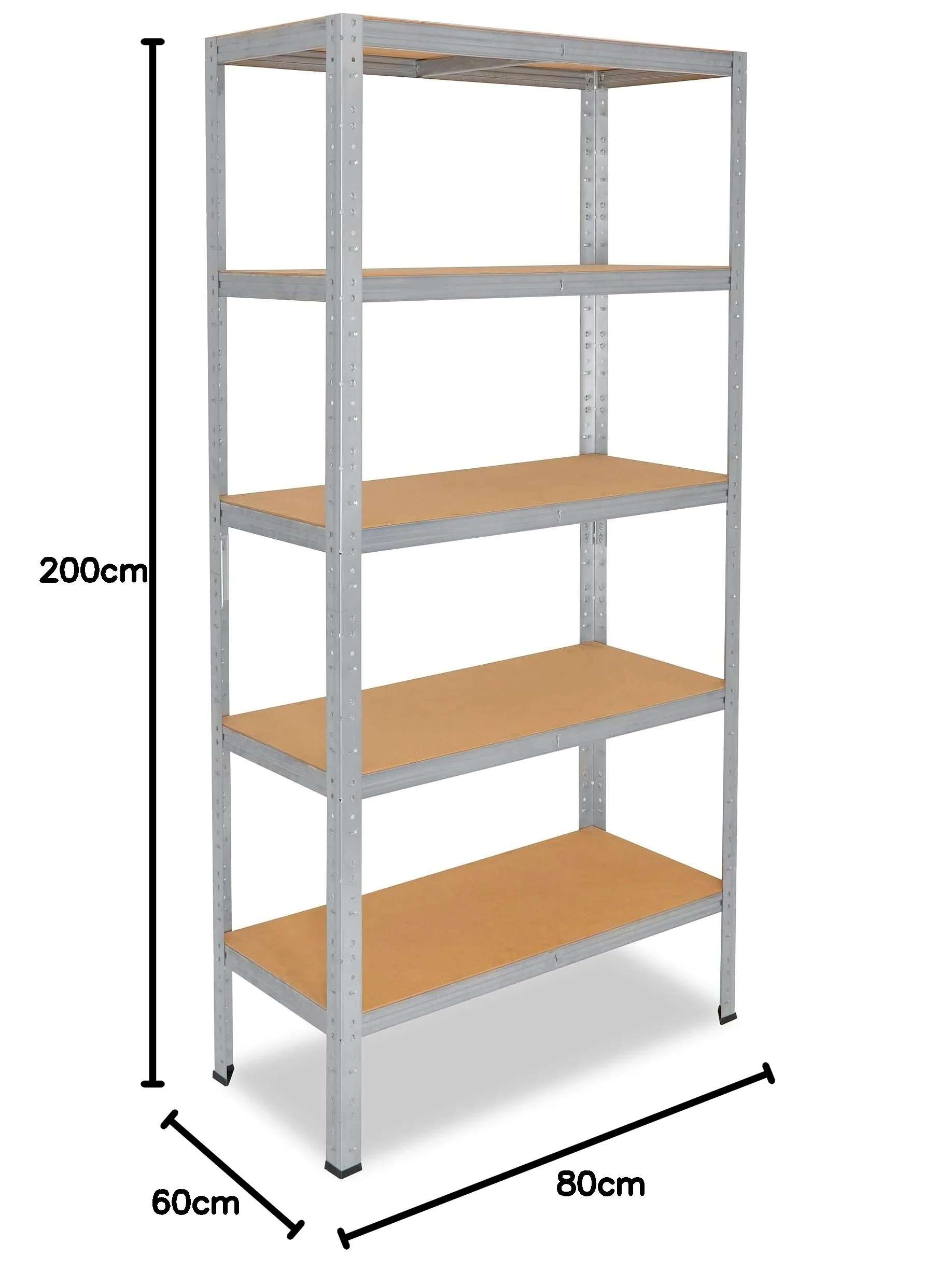 shelfplaza® 200x80x60cm HOME Scaffale metallo per carichi pesanti zincato con 5 ripiani con 175kg capacità di carico/Scaffali in metallo per garage come scaffali per ripostiglio o officina